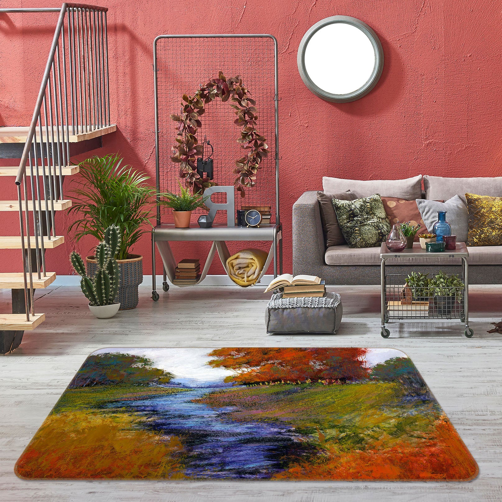 3D Clear River 1044 Michael Tienhaara Rug Non Slip Rug Mat