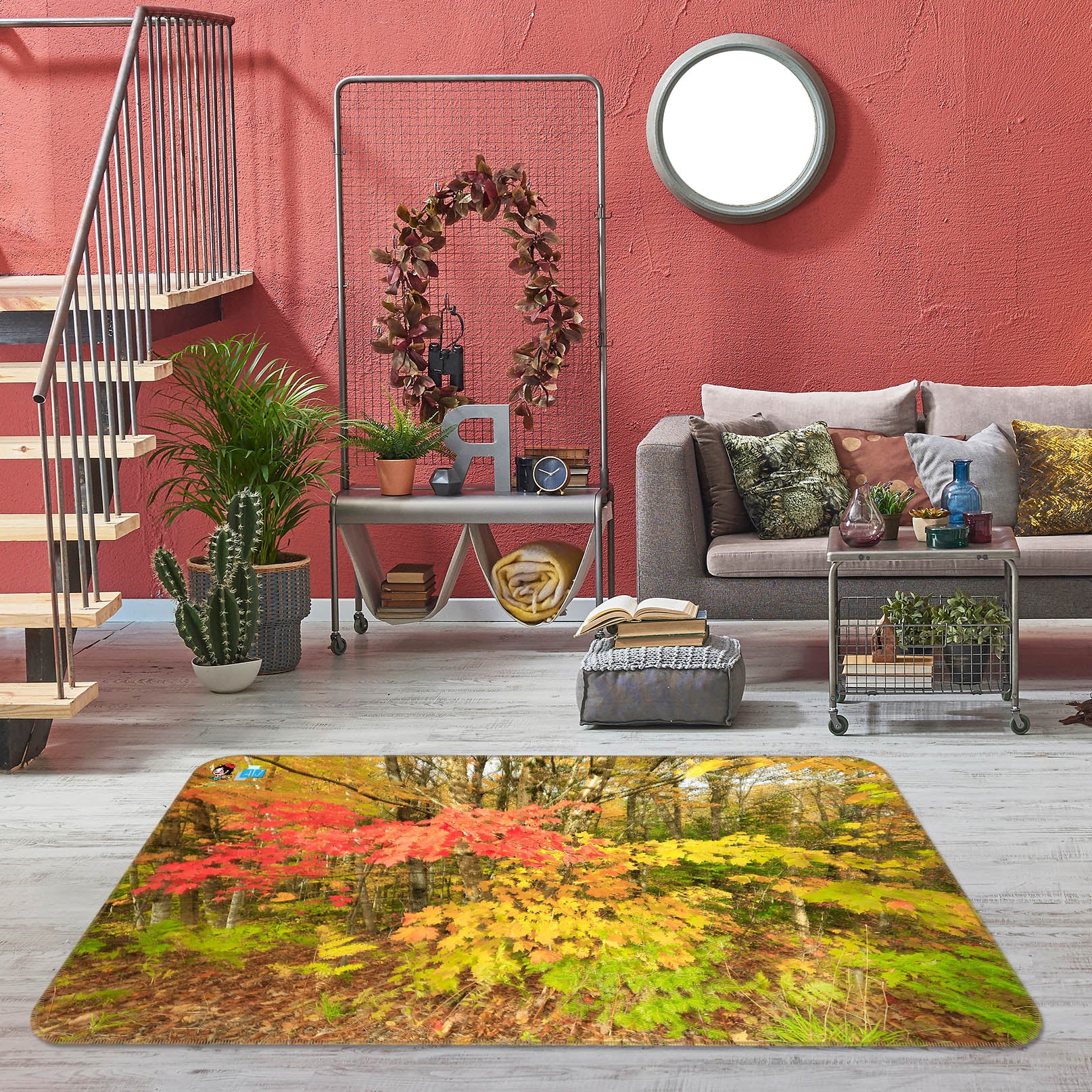 3D Jungle Leaves 62207 Kathy Barefield Rug Non Slip Rug Mat