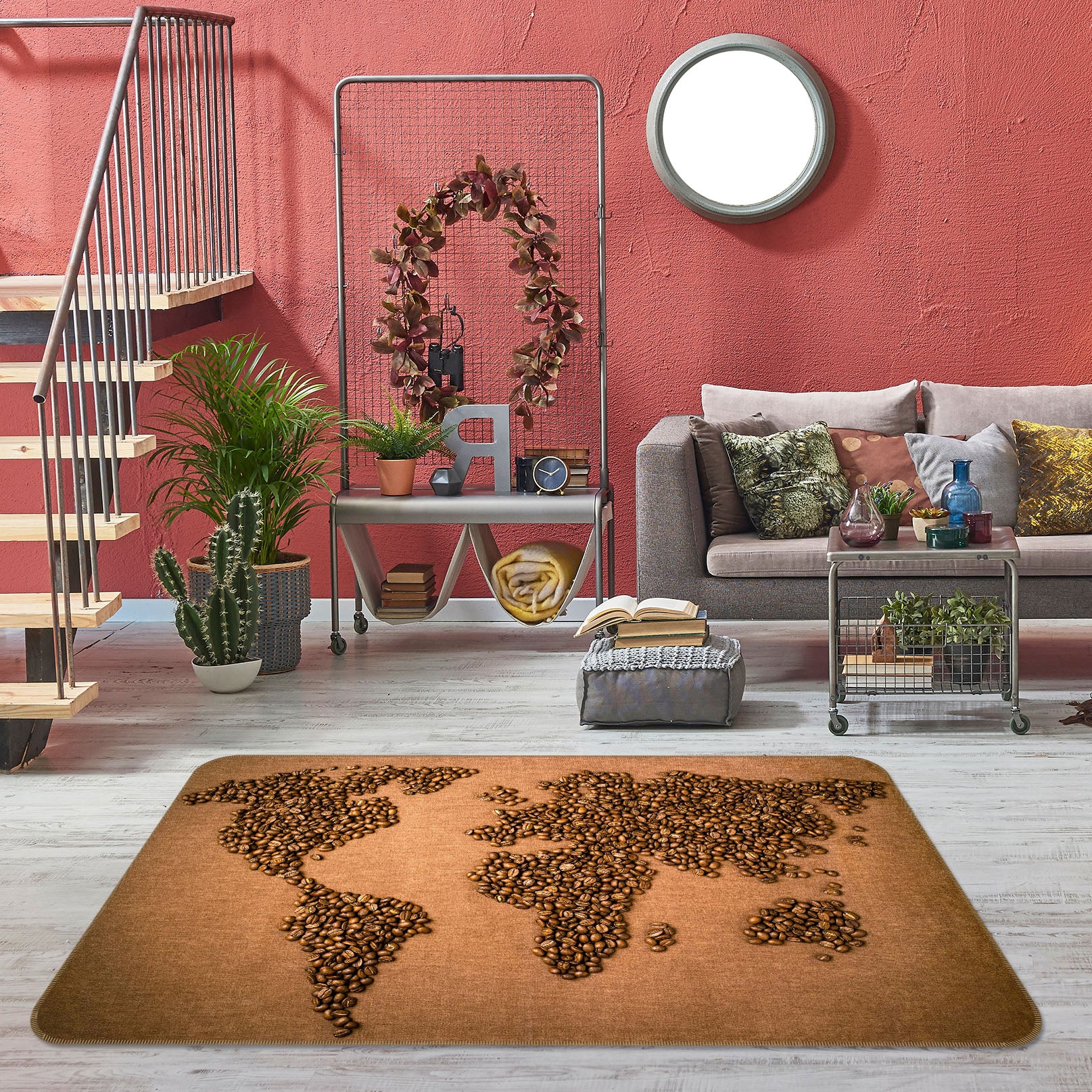 3D Sea Island 232 World Map Non Slip Rug Mat