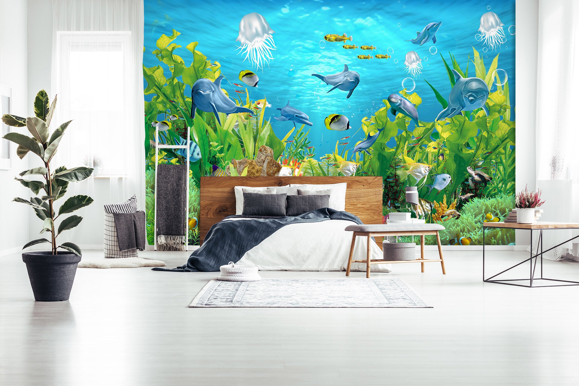 3D Dolphin Cute 1628 Wall Murals