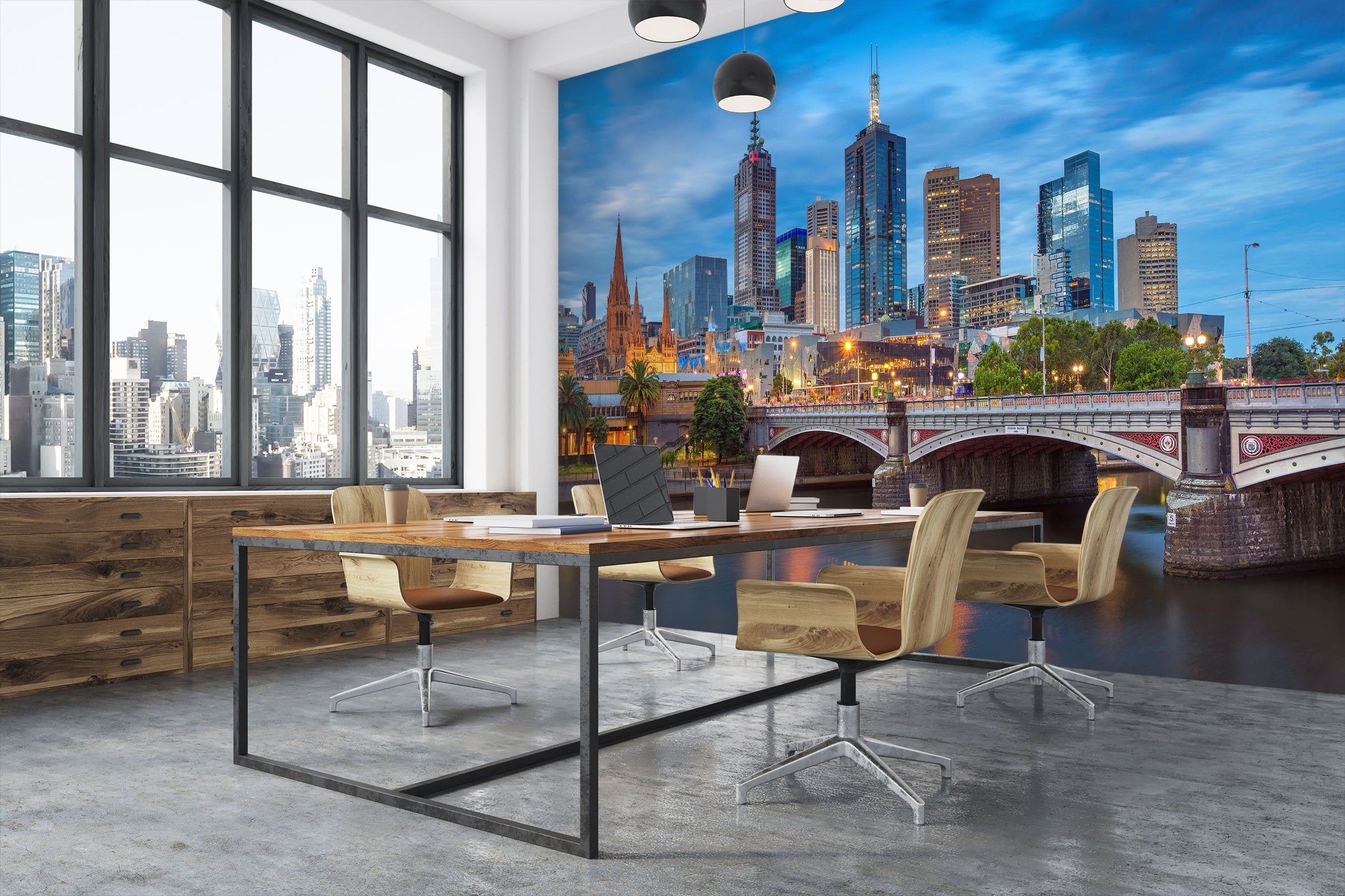 3D colorful city buildings beside the bridge 22 Wall Murals Wallpaper AJ Wallpaper 