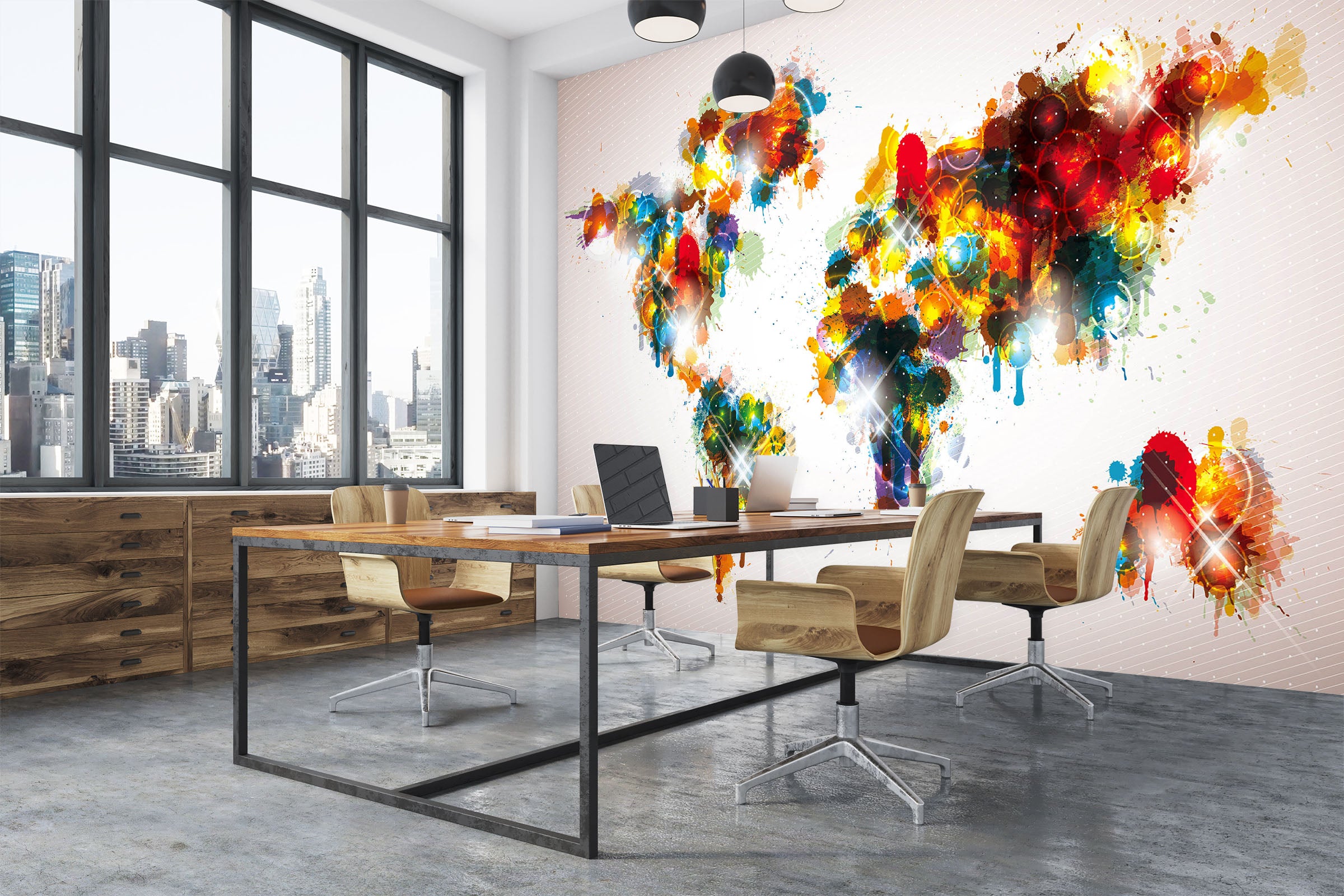 3D Color Graffiti 2038 World Map Wall Murals
