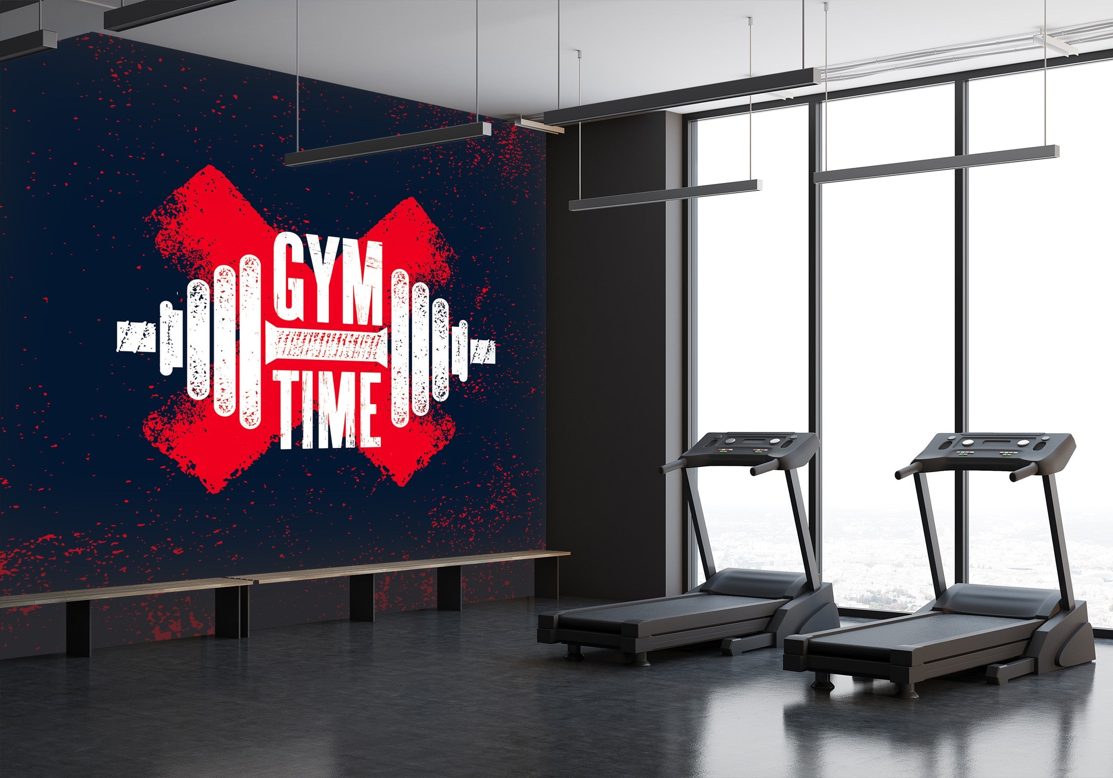 3D Dumbbell Time 100 Wall Murals Wallpaper AJ Wallpaper 2 