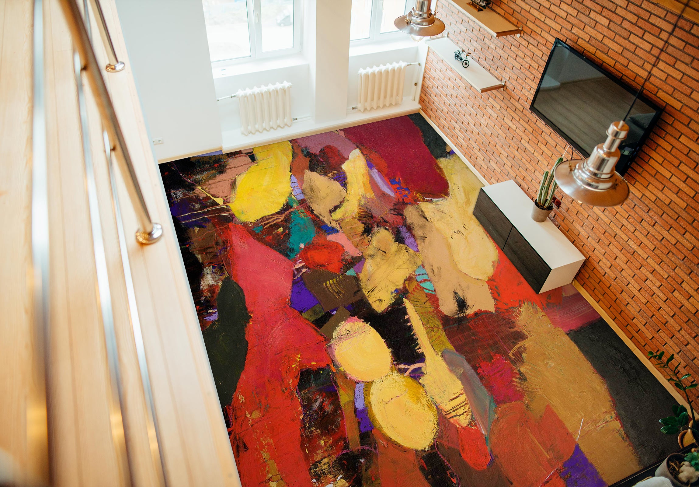 3D Red Color Pattern 9640 Allan P. Friedlander Floor Mural  Wallpaper Murals Self-Adhesive Removable Print Epoxy