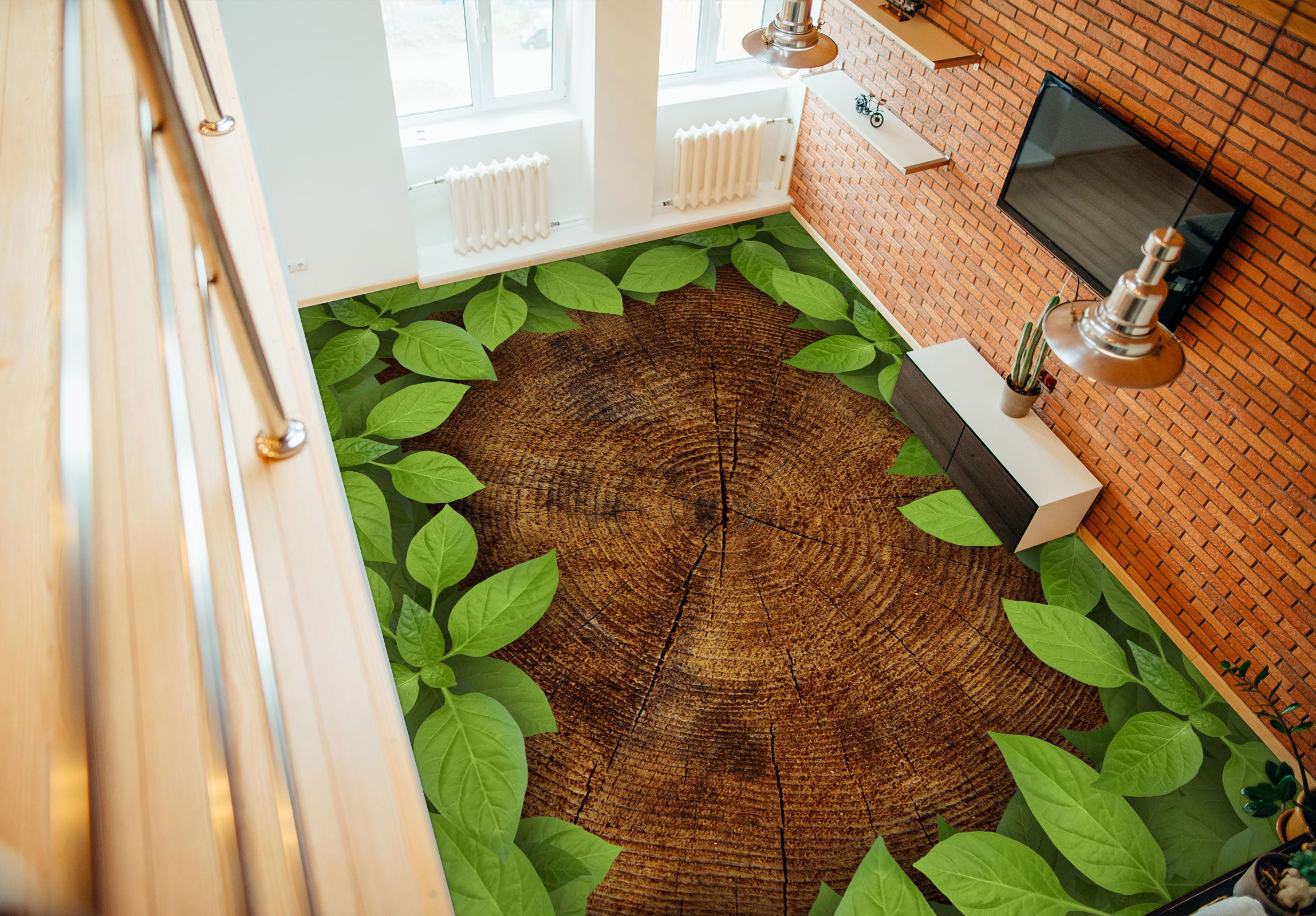 3D Cute Green Leaves 1356 Floor Mural  Wallpaper Murals Self-Adhesive Removable Print Epoxy