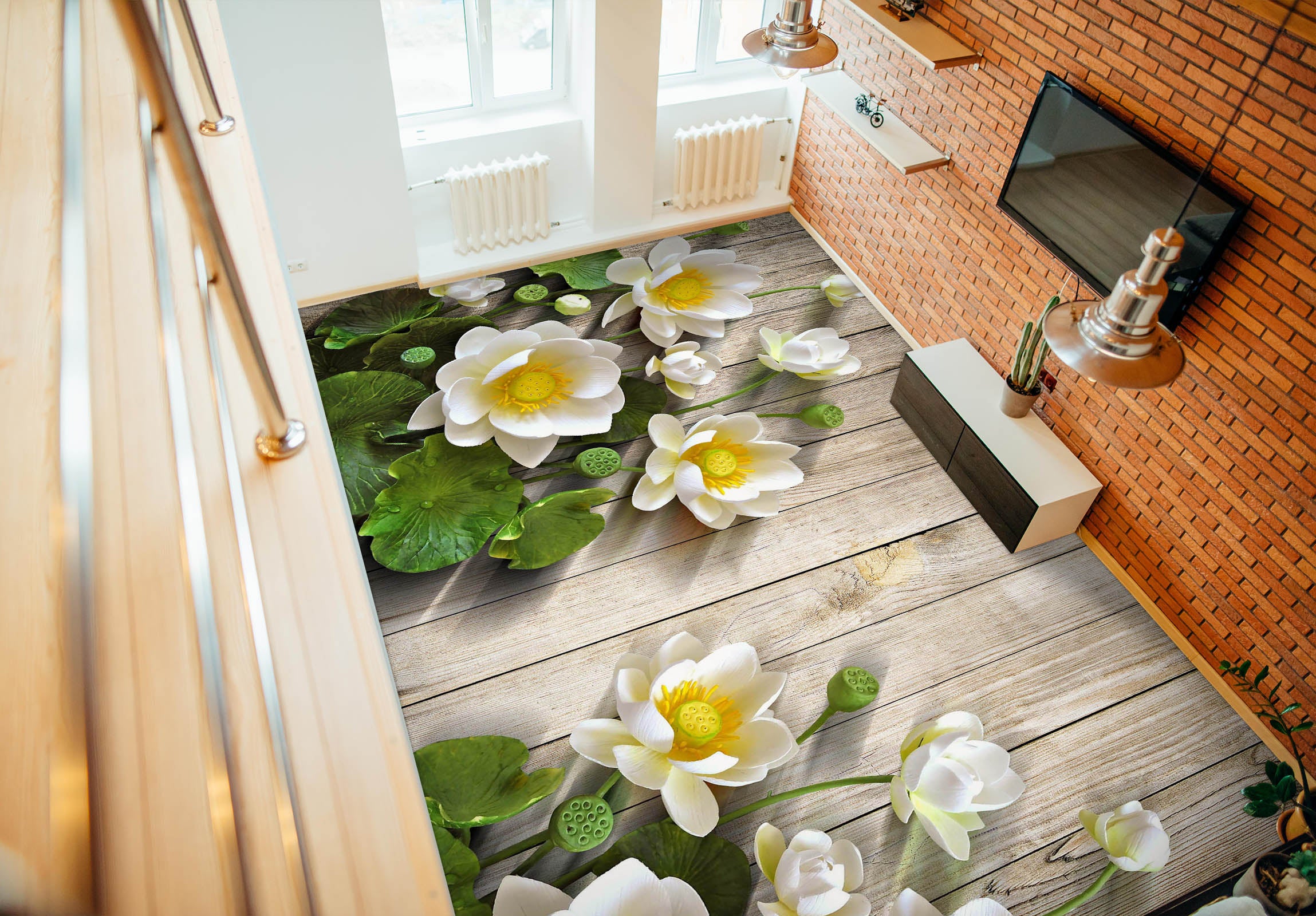 3D Lotus Of Hope 1434 Floor Mural  Wallpaper Murals Self-Adhesive Removable Print Epoxy