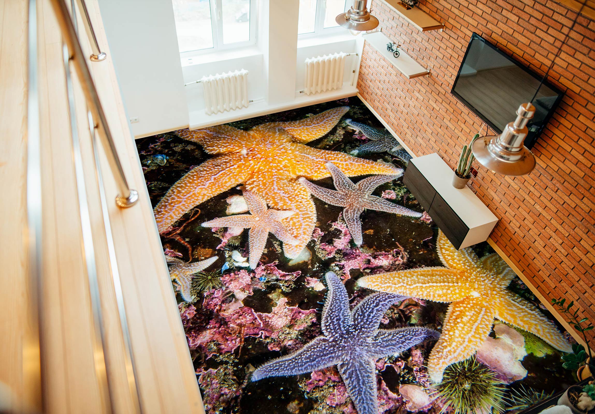 3D Cute Fat Starfish 425 Floor Mural  Wallpaper Murals Rug & Mat Print Epoxy waterproof bath floor