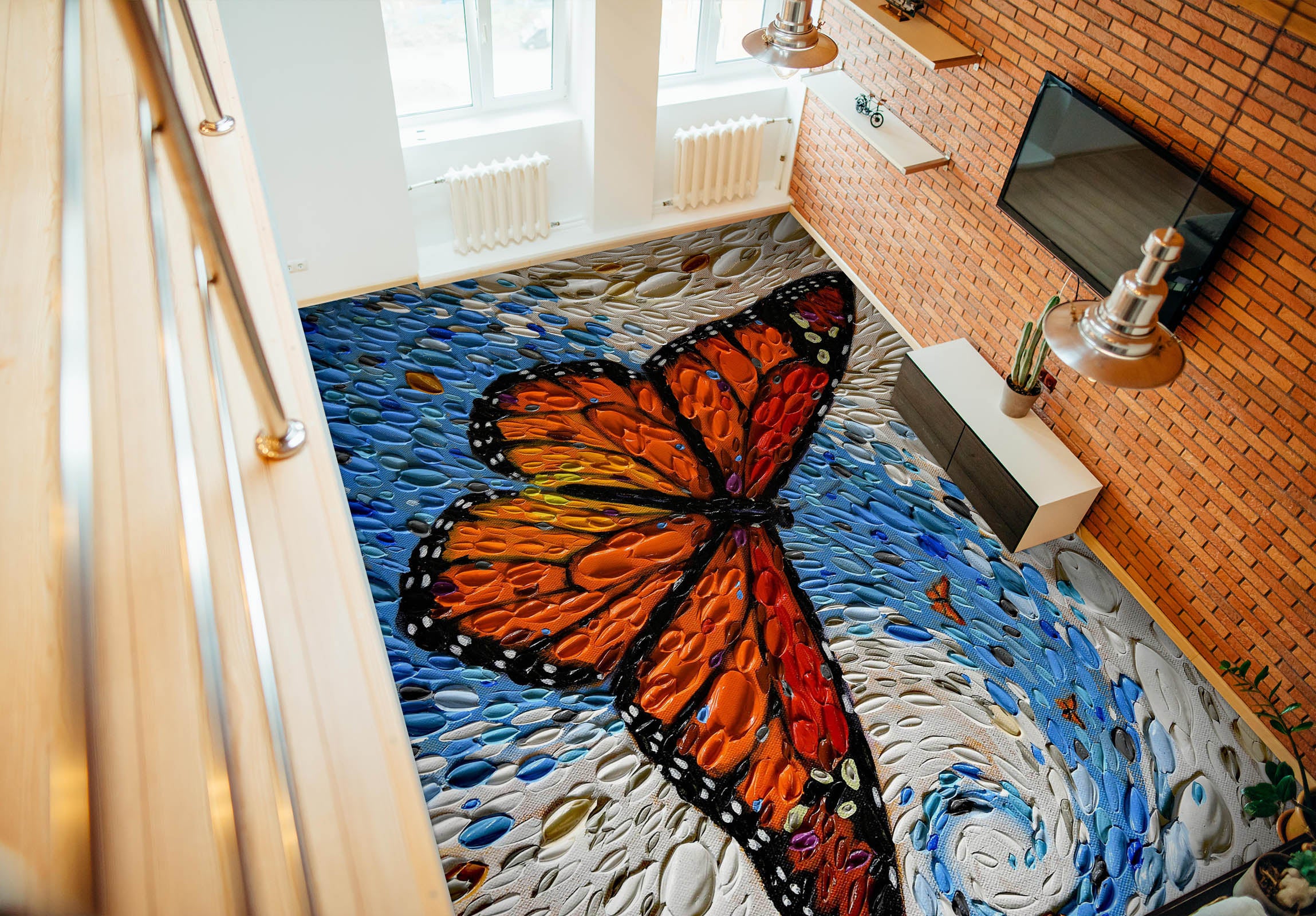 3D Butterfly 102172 Dena Tollefson Floor Mural  Wallpaper Murals Self-Adhesive Removable Print Epoxy