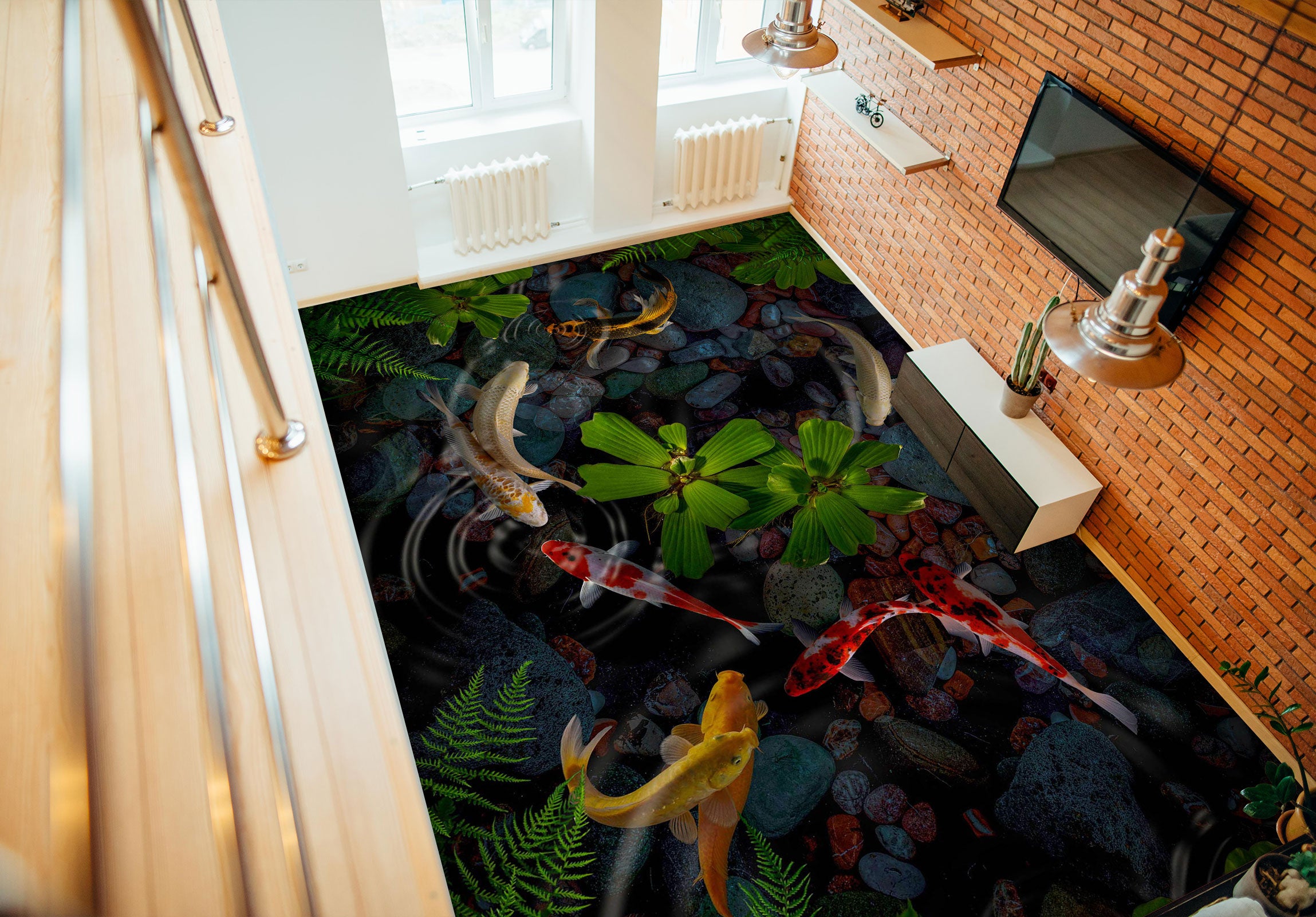 3D Seaweed And Koi 456 Floor Mural  Wallpaper Murals Rug & Mat Print Epoxy waterproof bath floor