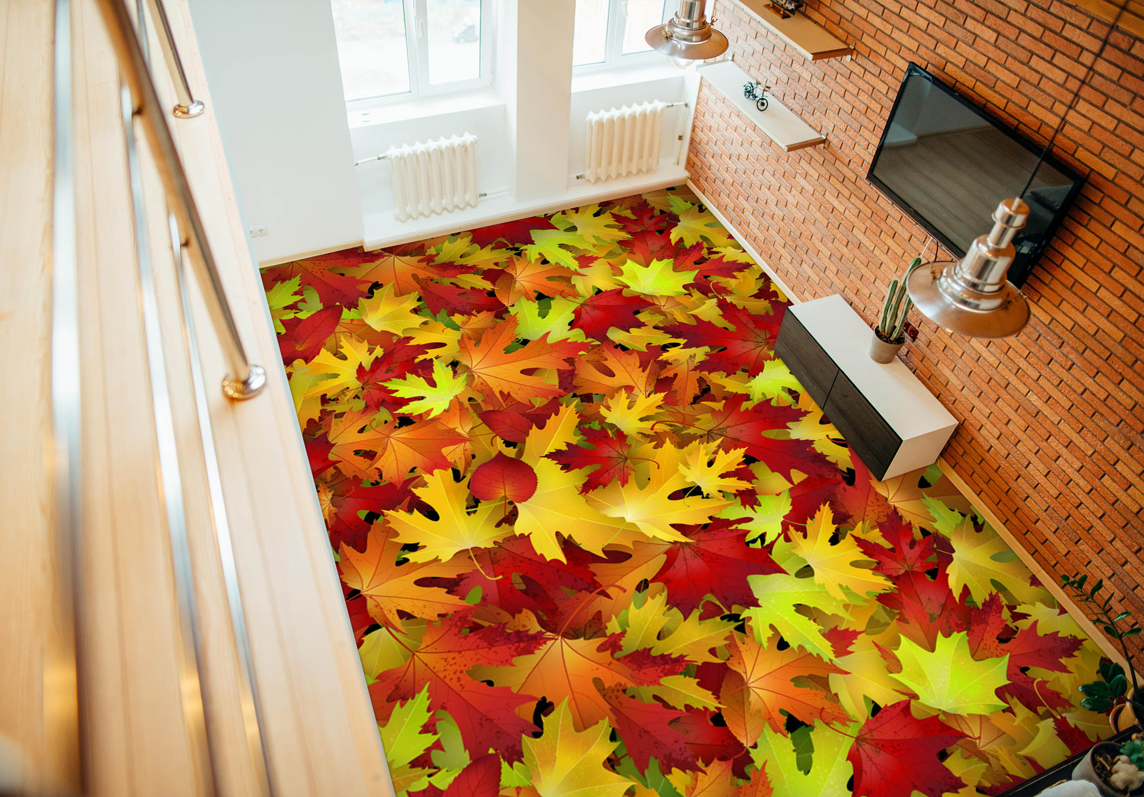 3D Autumn Maple Leaves 325 Floor Mural  Wallpaper Murals Rug & Mat Print Epoxy waterproof bath floor
