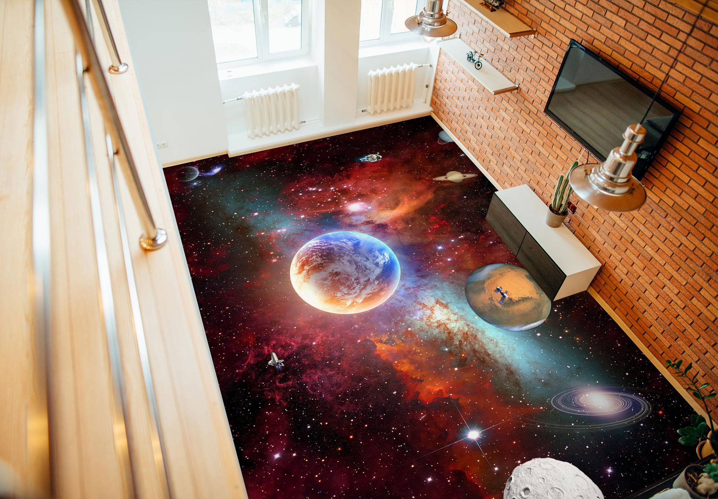 3D Two-color Planet 426 Floor Mural  Wallpaper Murals Rug & Mat Print Epoxy waterproof bath floor