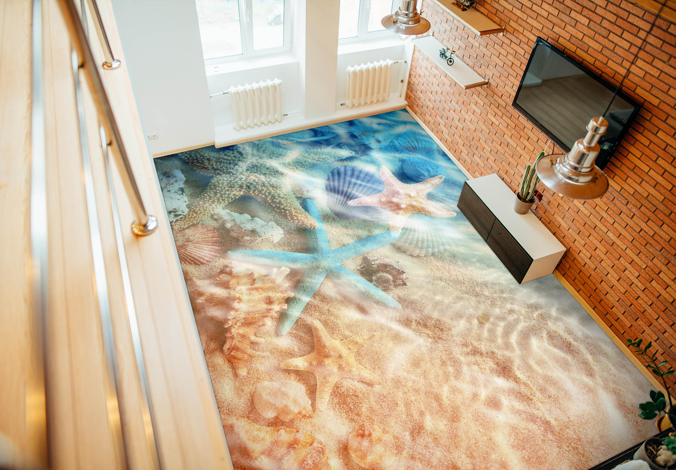 3D Dreamy Blue Starfish 385 Floor Mural  Wallpaper Murals Rug & Mat Print Epoxy waterproof bath floor