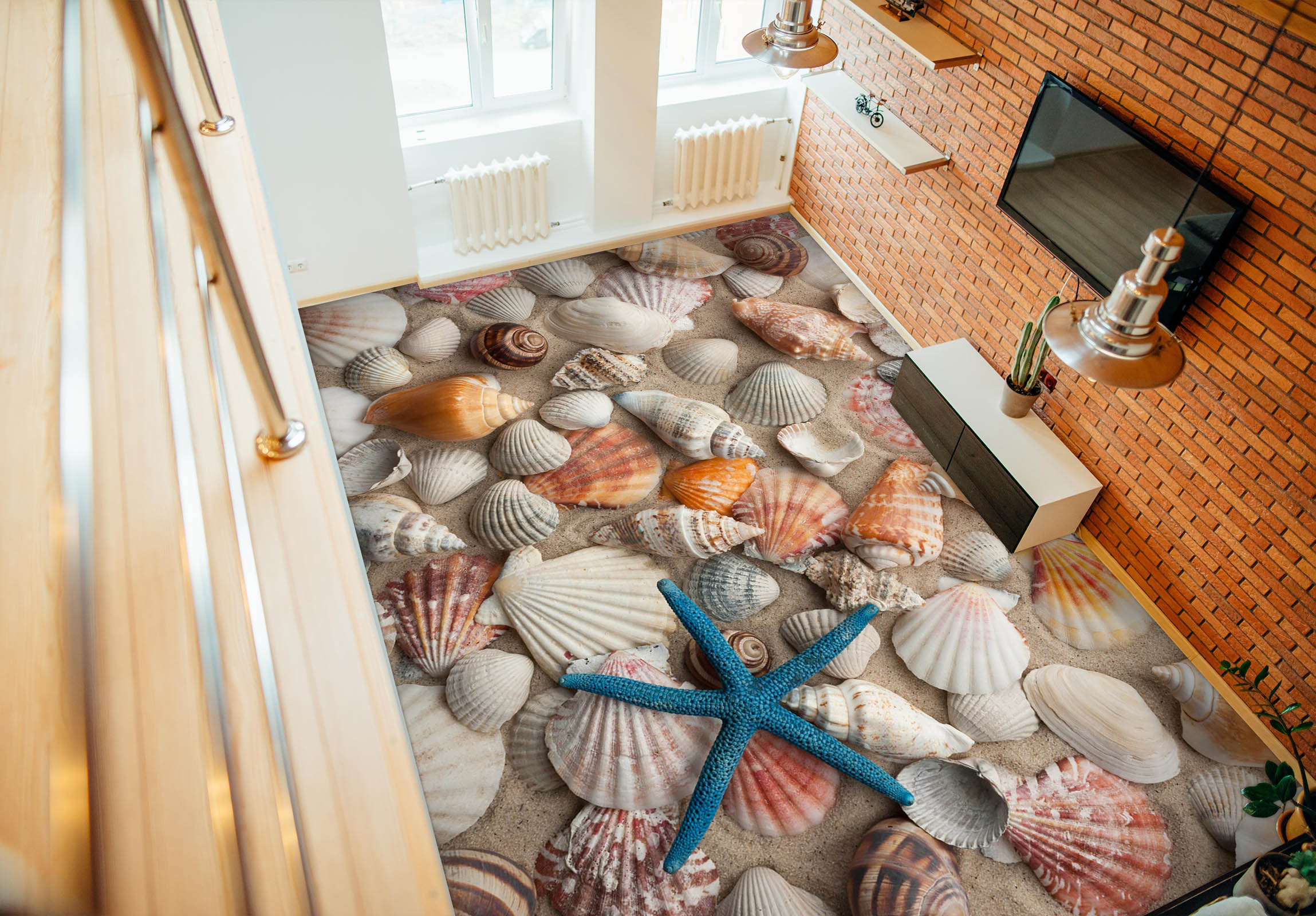 3D Skinny Blue Starfish 522 Floor Mural  Wallpaper Murals Rug & Mat Print Epoxy waterproof bath floor