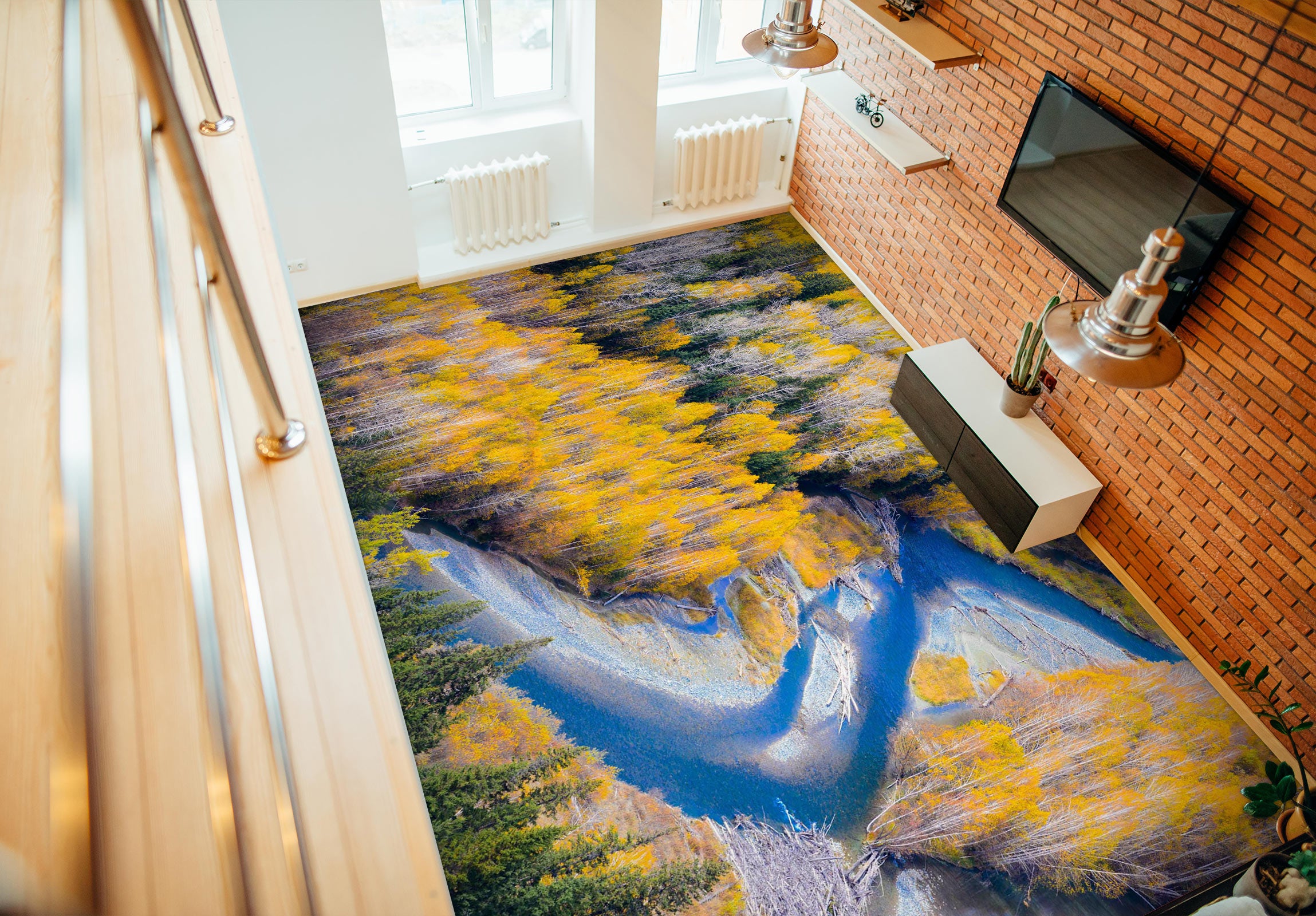 3D Blue River Oil Painting 675 Floor Mural  Wallpaper Murals Rug & Mat Print Epoxy waterproof bath floor