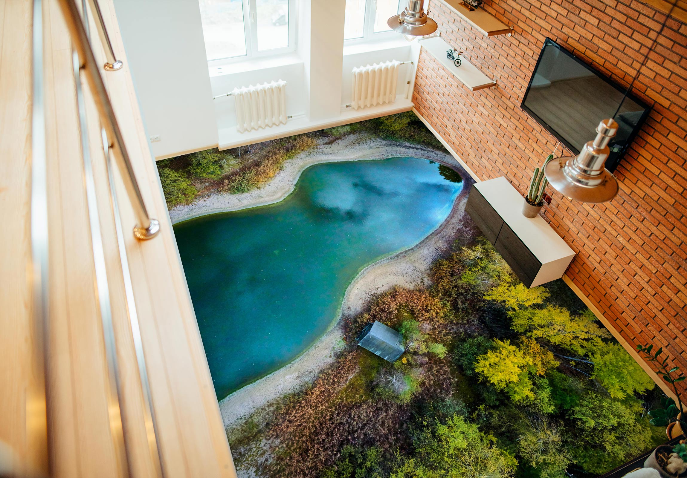 3D Calm River 442 Floor Mural