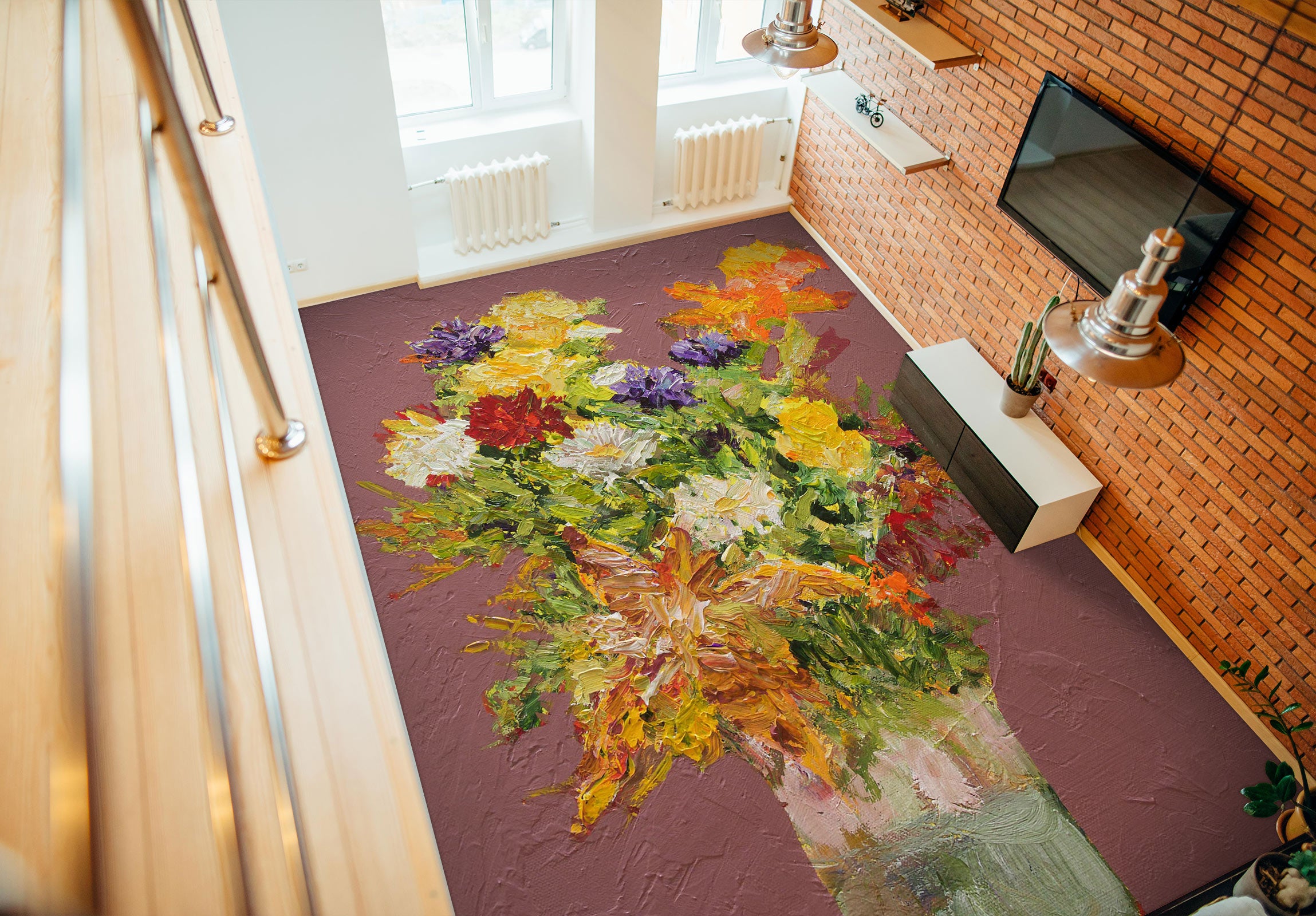 3D Flowers Vase 9697 Allan P. Friedlander Floor Mural  Wallpaper Murals Self-Adhesive Removable Print Epoxy