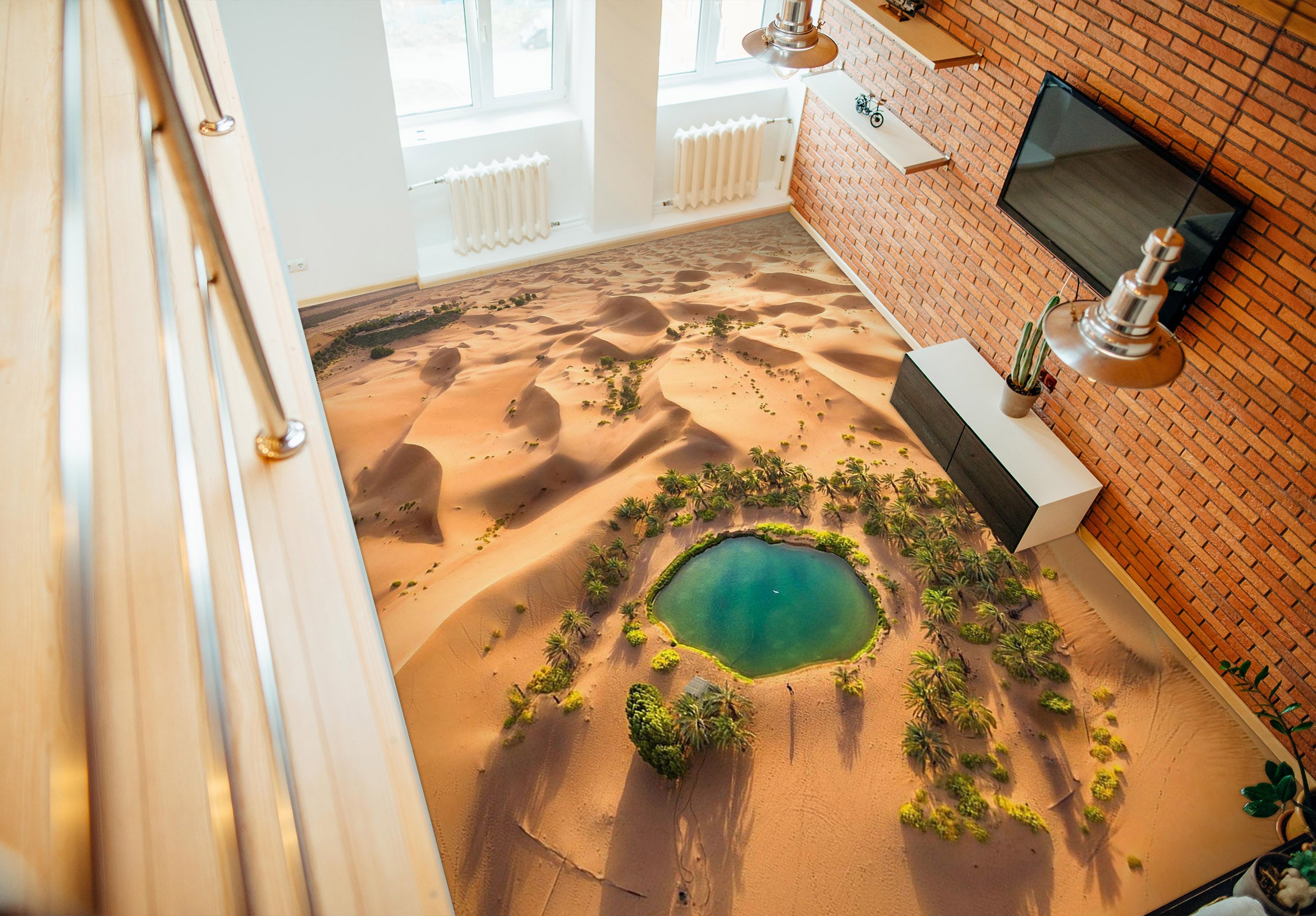 3D Green Lake In The Desert 903 Floor Mural  Wallpaper Murals Rug & Mat Print Epoxy waterproof bath floor