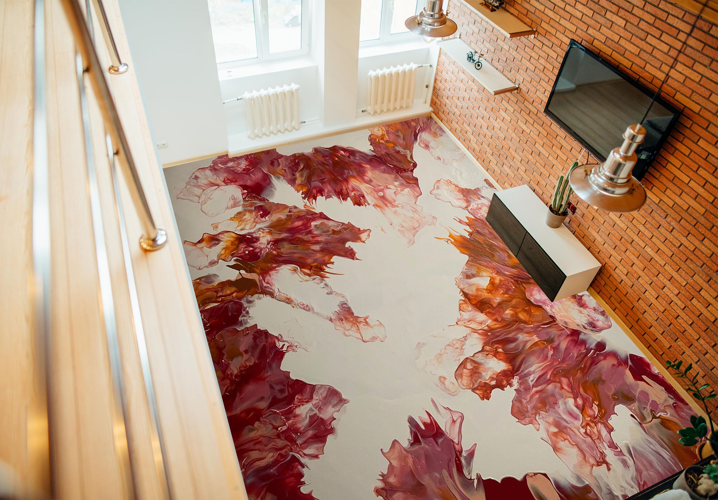 3D Red Watercolor Pattern 98200 Valerie Latrice Floor Mural  Wallpaper Murals Self-Adhesive Removable Print Epoxy