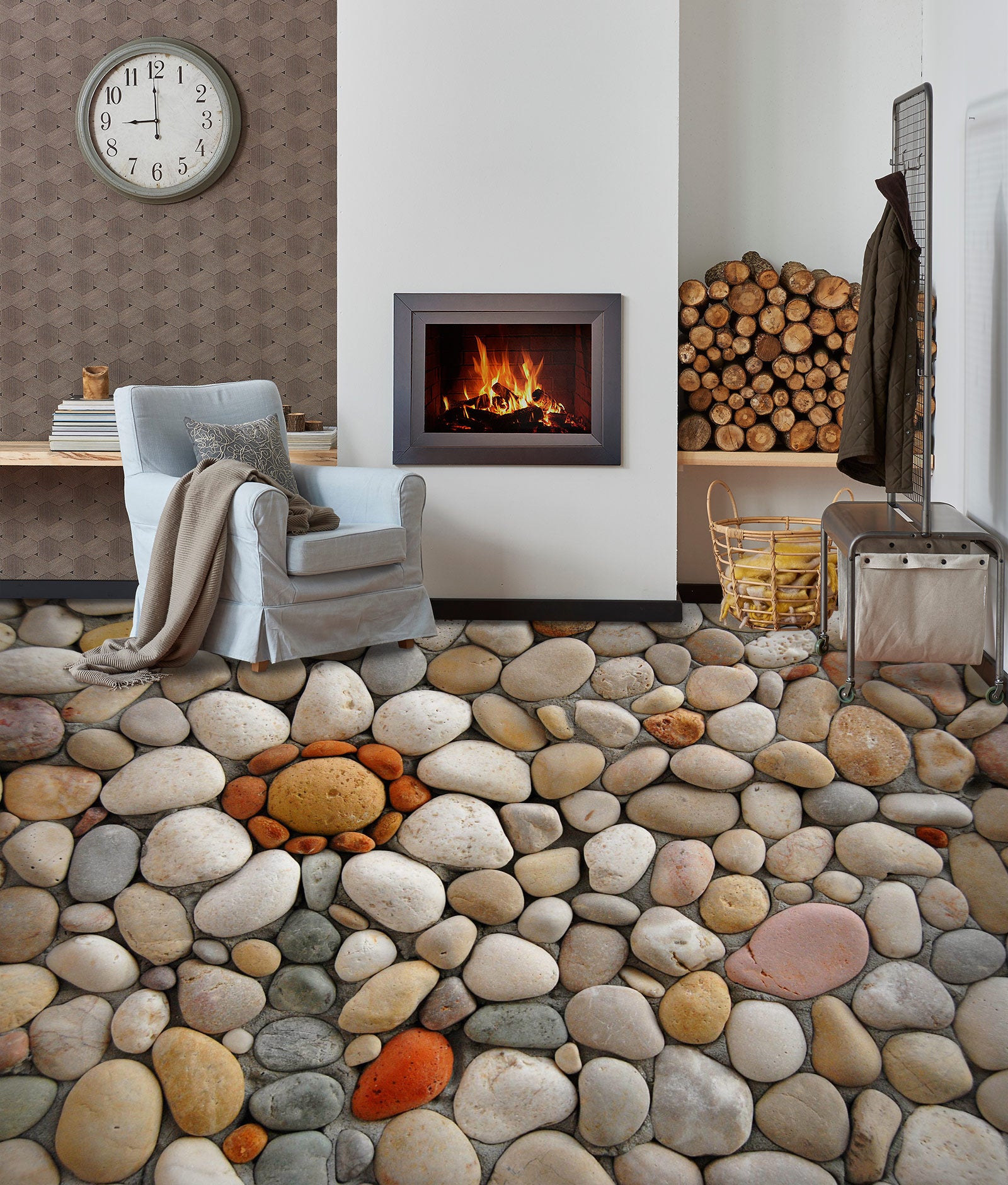 3D Pebbles Flowers 1312 Floor Mural  Wallpaper Murals Self-Adhesive Removable Print Epoxy