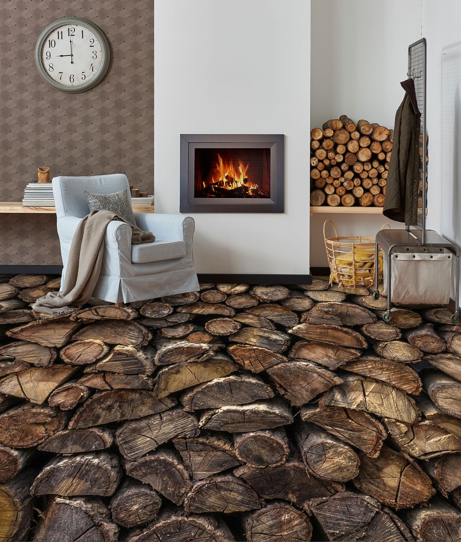 3D Stacked Wood 1502 Floor Mural  Wallpaper Murals Self-Adhesive Removable Print Epoxy