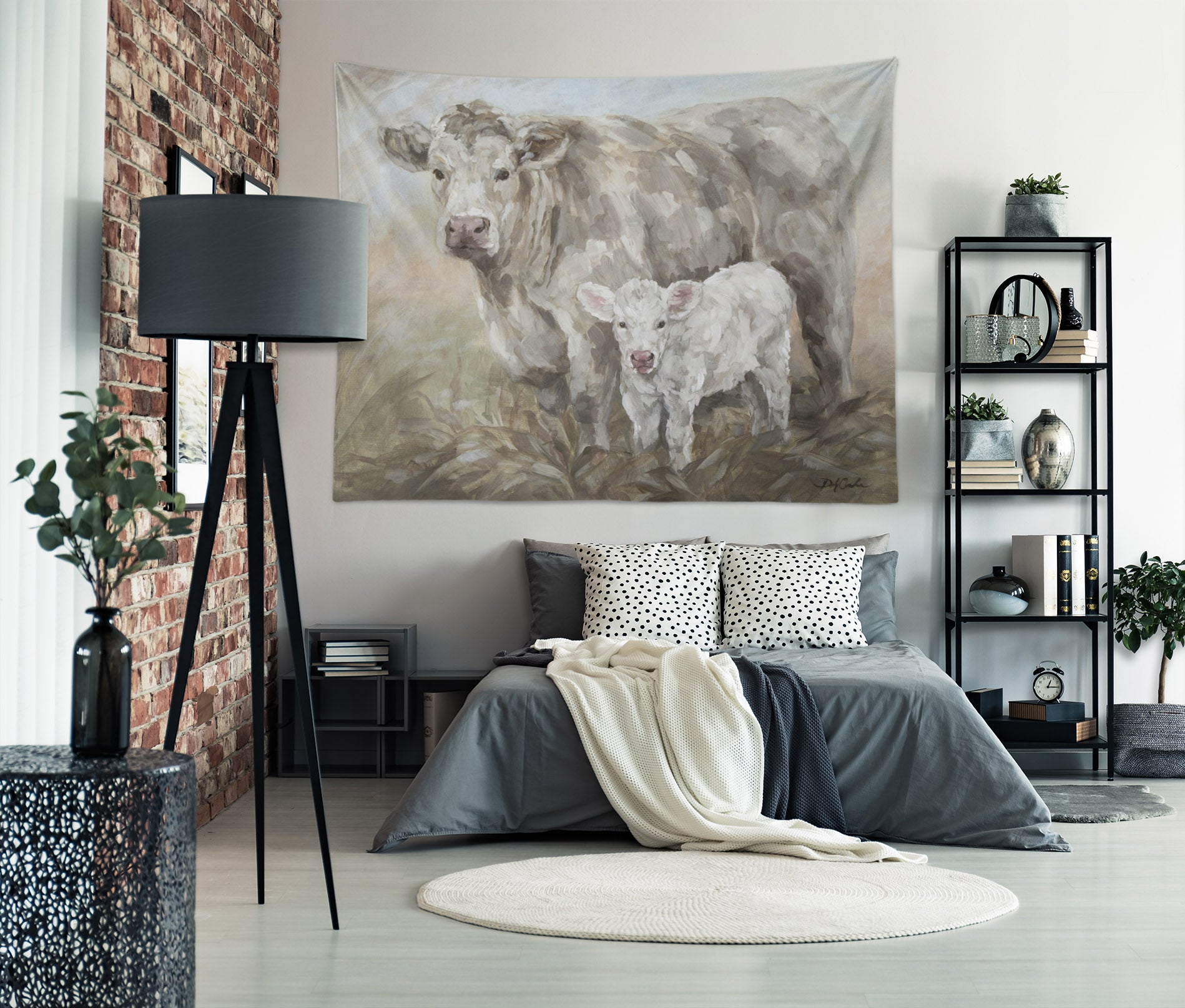 3D Cow Calf 7813 Debi Coules Tapestry Hanging Cloth Hang