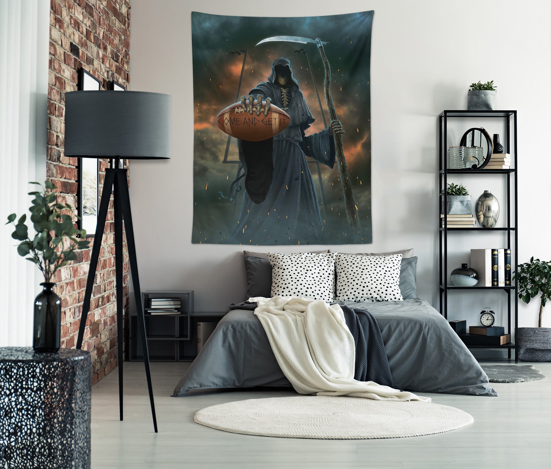 3D Football Grim Reaper 116222 Vincent Tapestry Hanging Cloth Hang