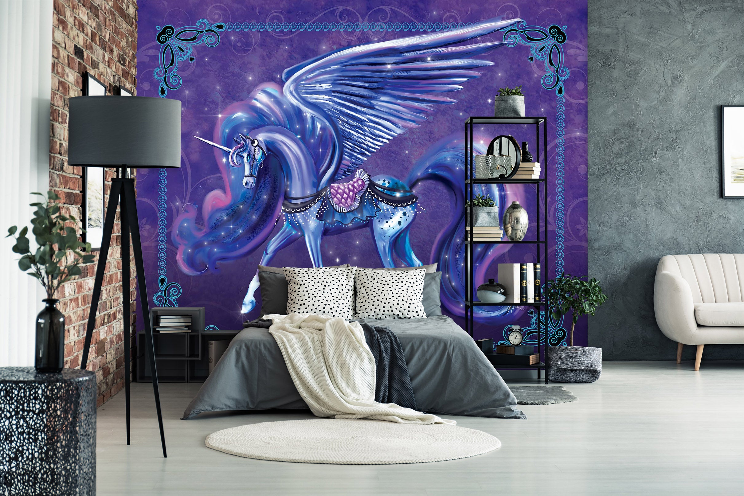 3D Unicorn Wings 103 Rose Catherine Khan Wall Mural Wall Murals