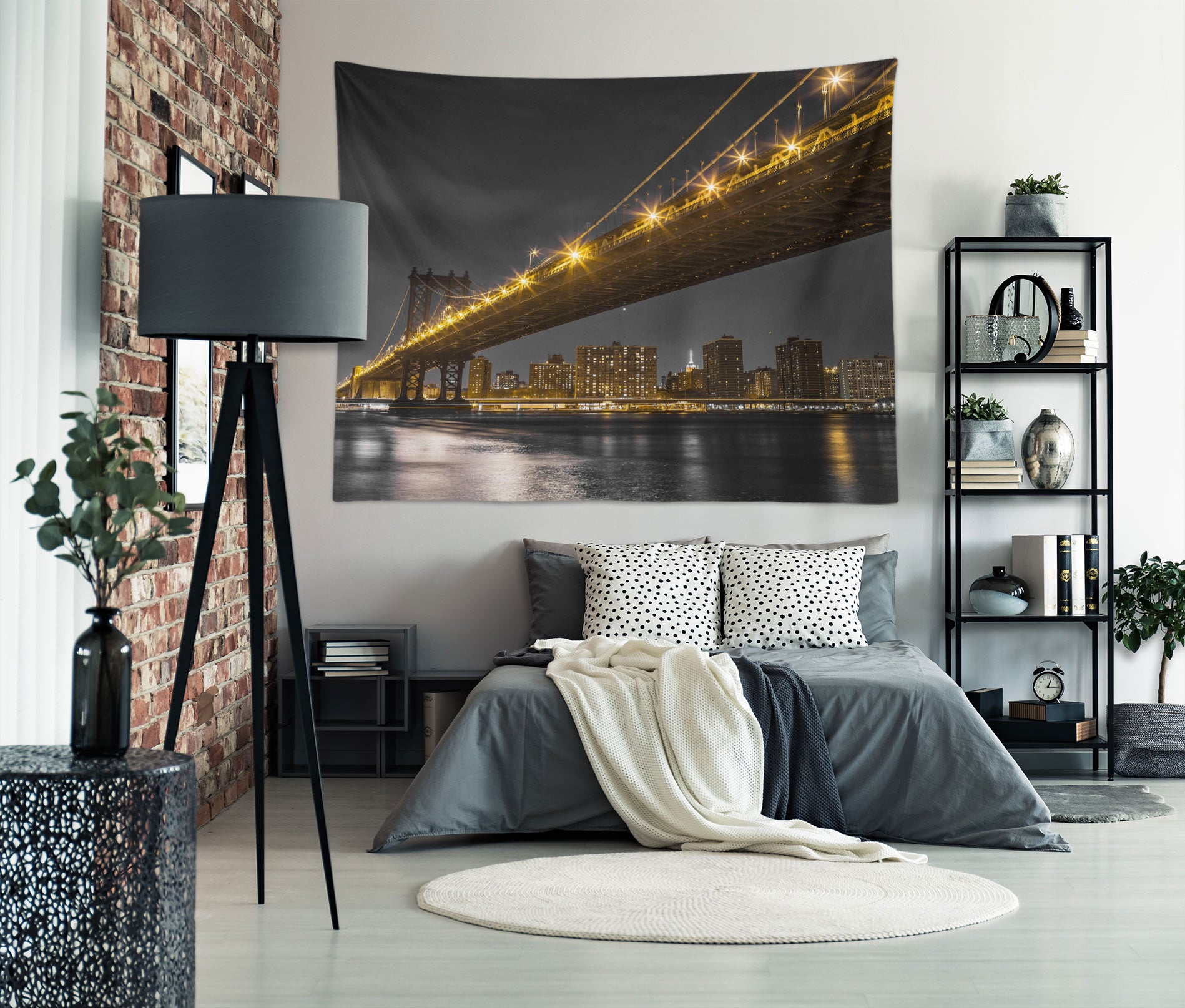 3D New York Bridge 11697 Assaf Frank Tapestry Hanging Cloth Hang