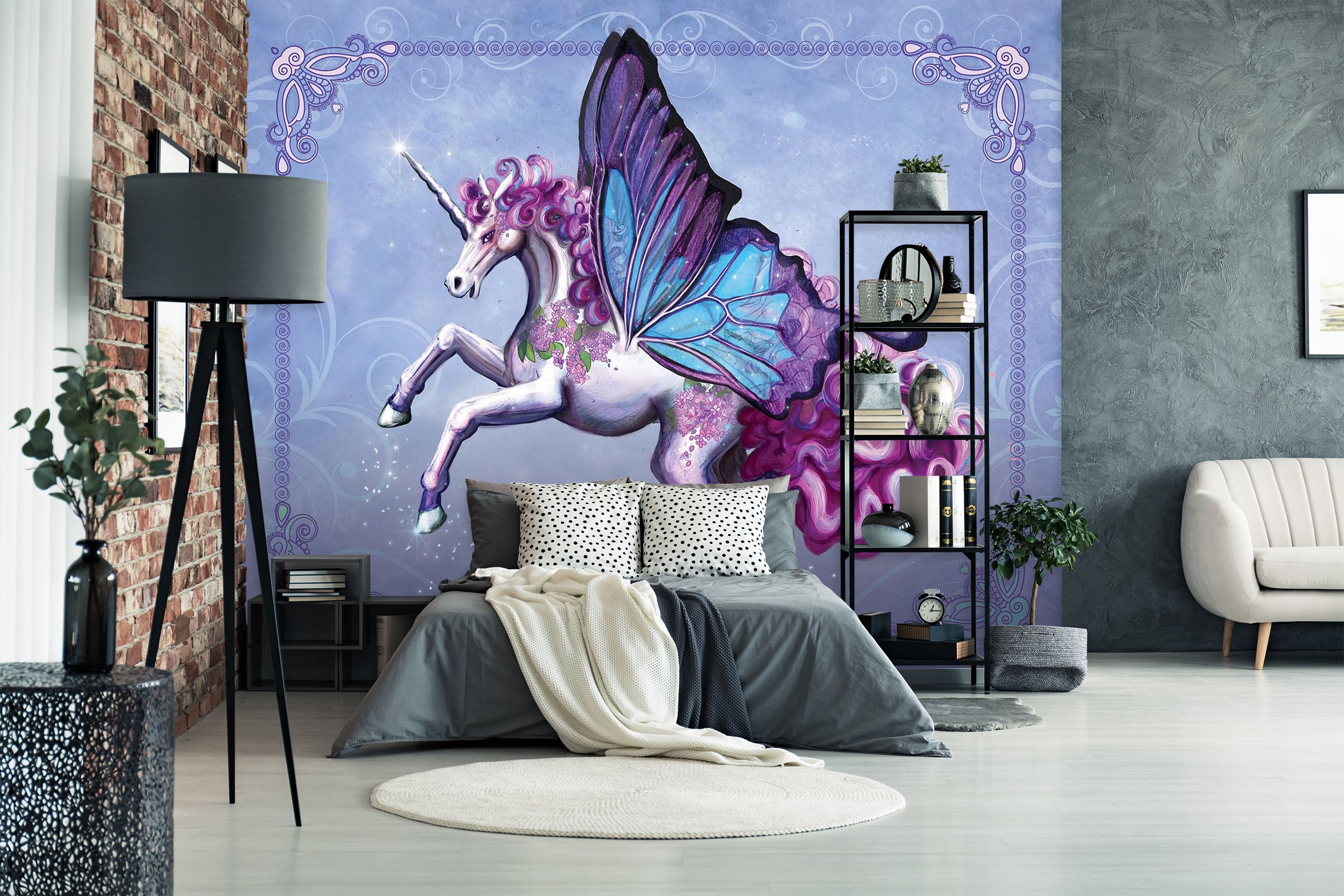 3D Wing Horse 1403 Rose Catherine Khan Wall Mural Wall Murals