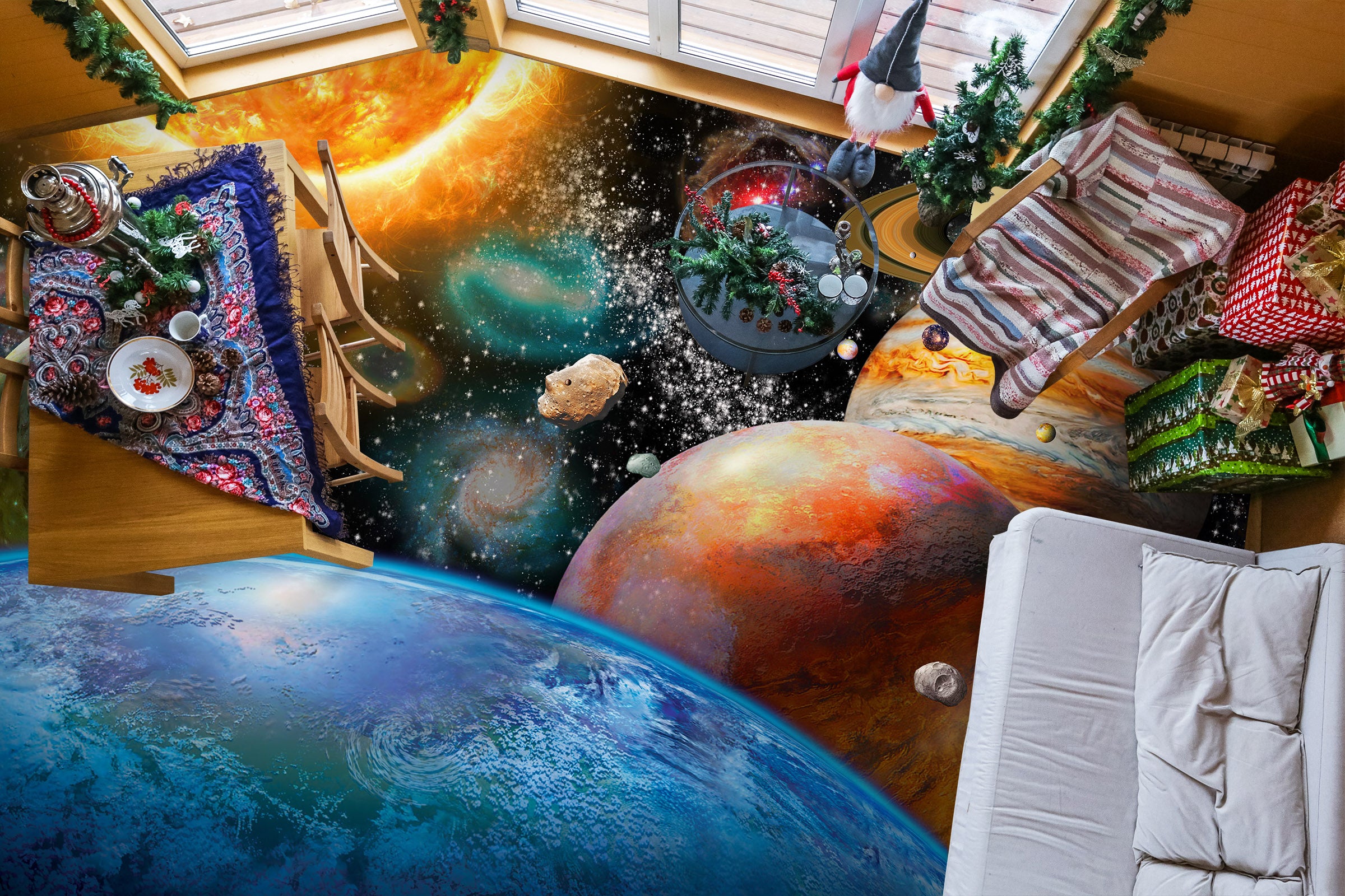 3D Cosmic Planet Adrian Chesterman Floor Mural  Wallpaper Murals Self-Adhesive Removable Print Epoxy