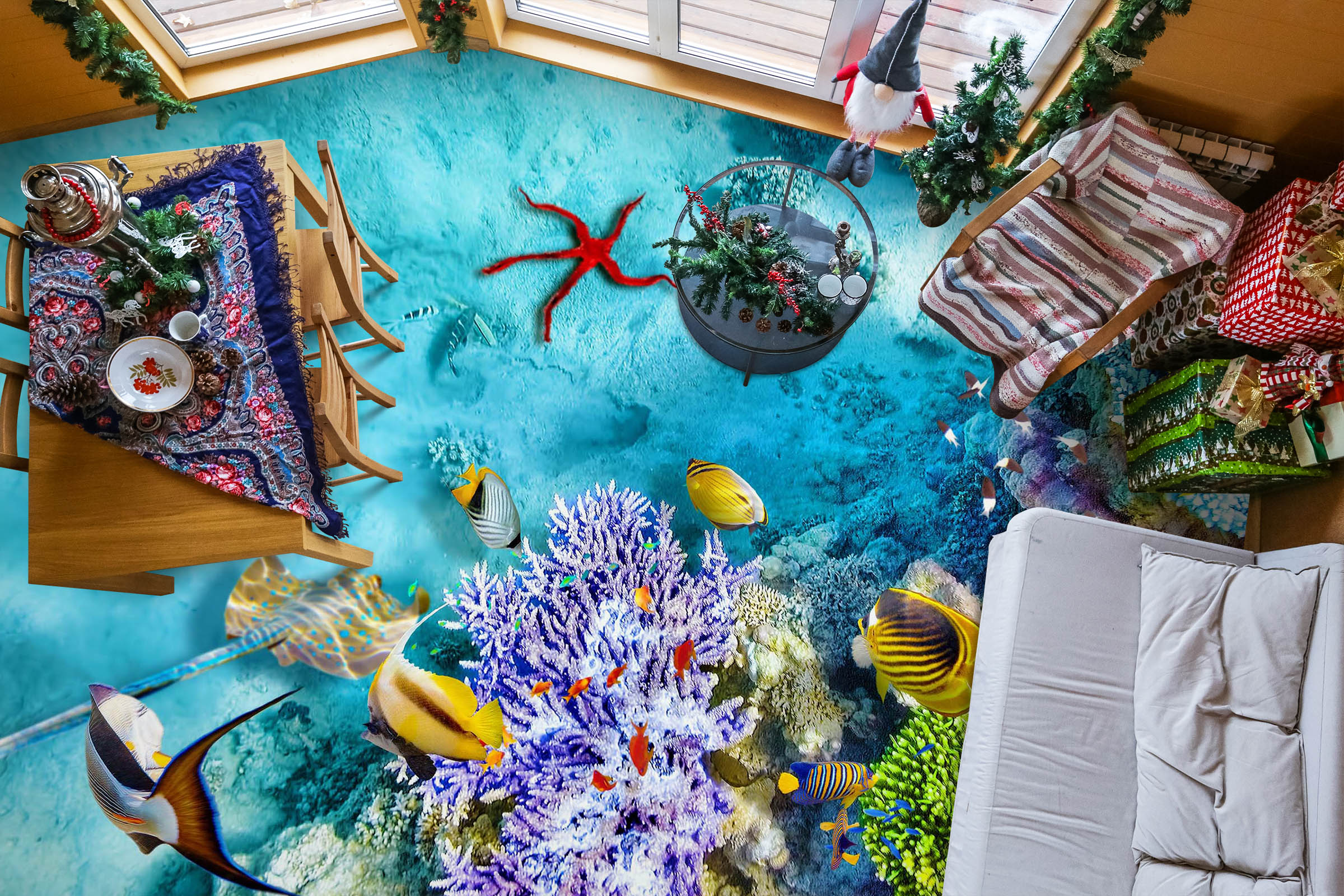 3D Light Purple Coral 1421 Floor Mural  Wallpaper Murals Self-Adhesive Removable Print Epoxy