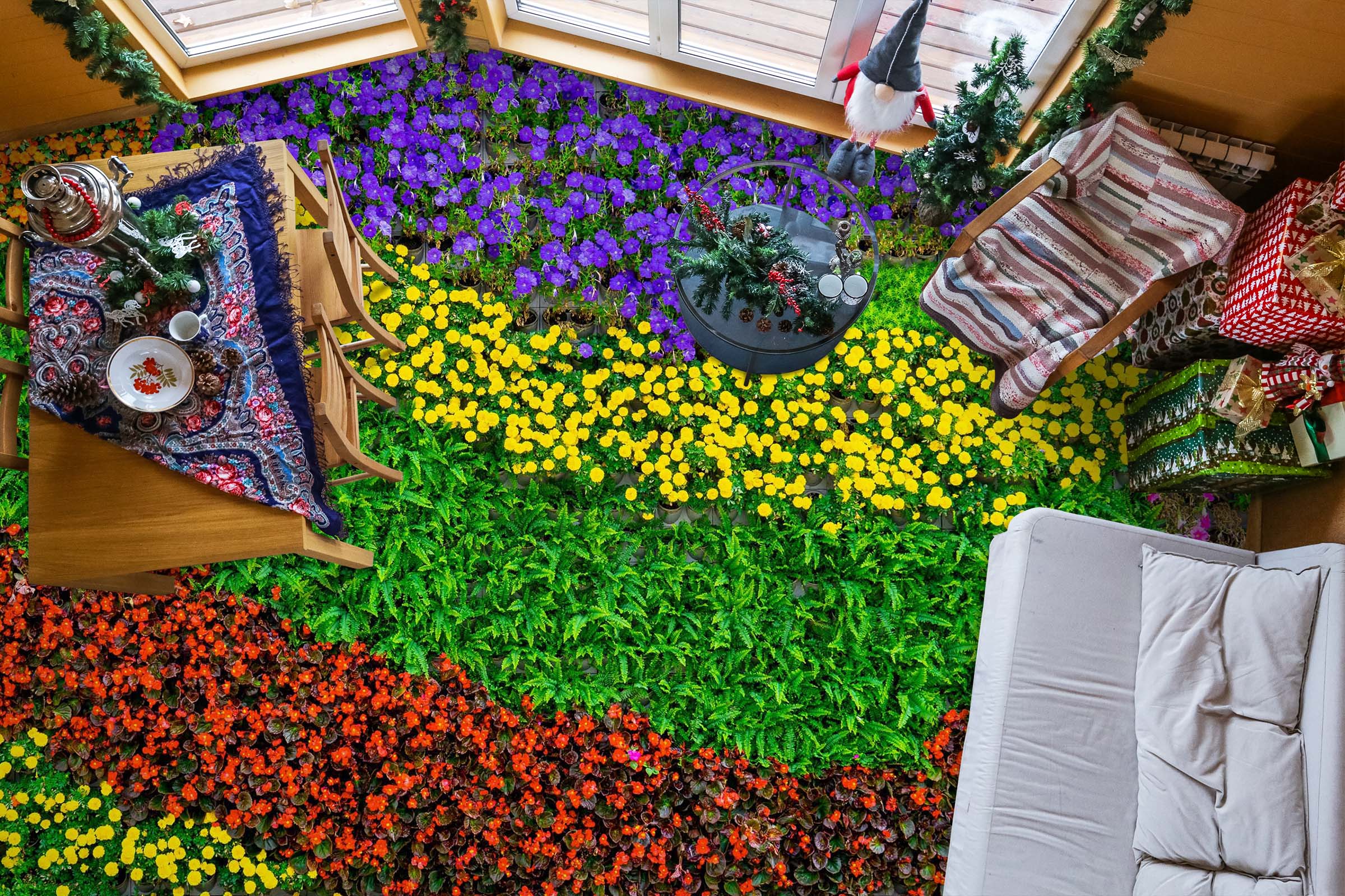 3D Four Kinds Of Flowers 963 Floor Mural  Wallpaper Murals Self-Adhesive Removable Print Epoxy