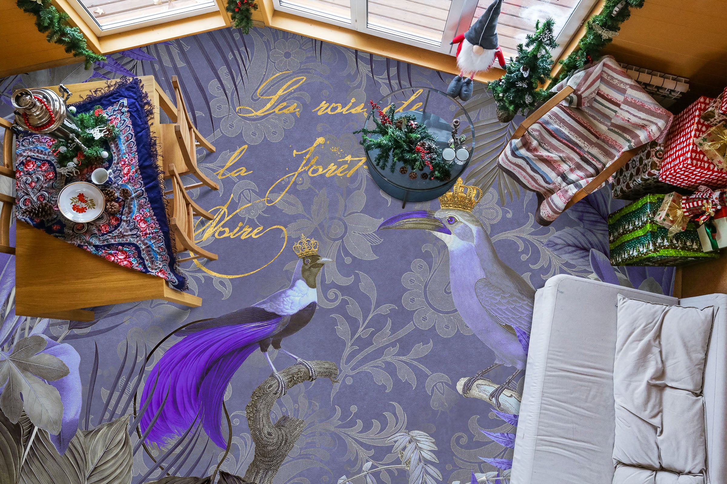 3D Purple Bird 104165 Andrea Haase Floor Mural  Wallpaper Murals Self-Adhesive Removable Print Epoxy