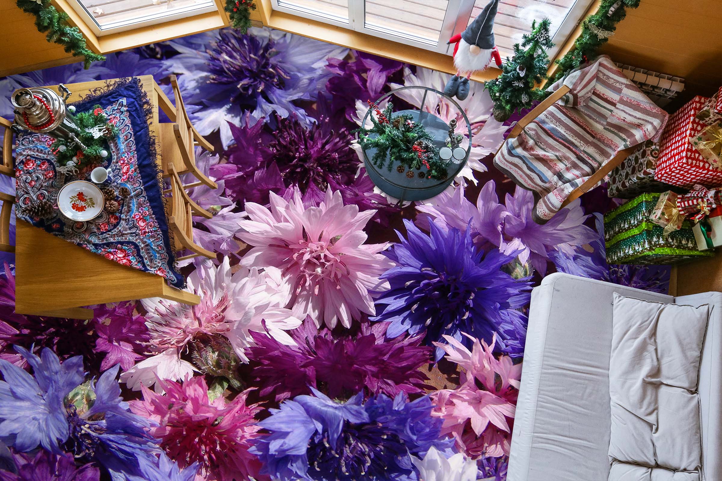 3D Purple Chrysanthemum 362 Floor Mural  Wallpaper Murals Rug & Mat Print Epoxy waterproof bath floor