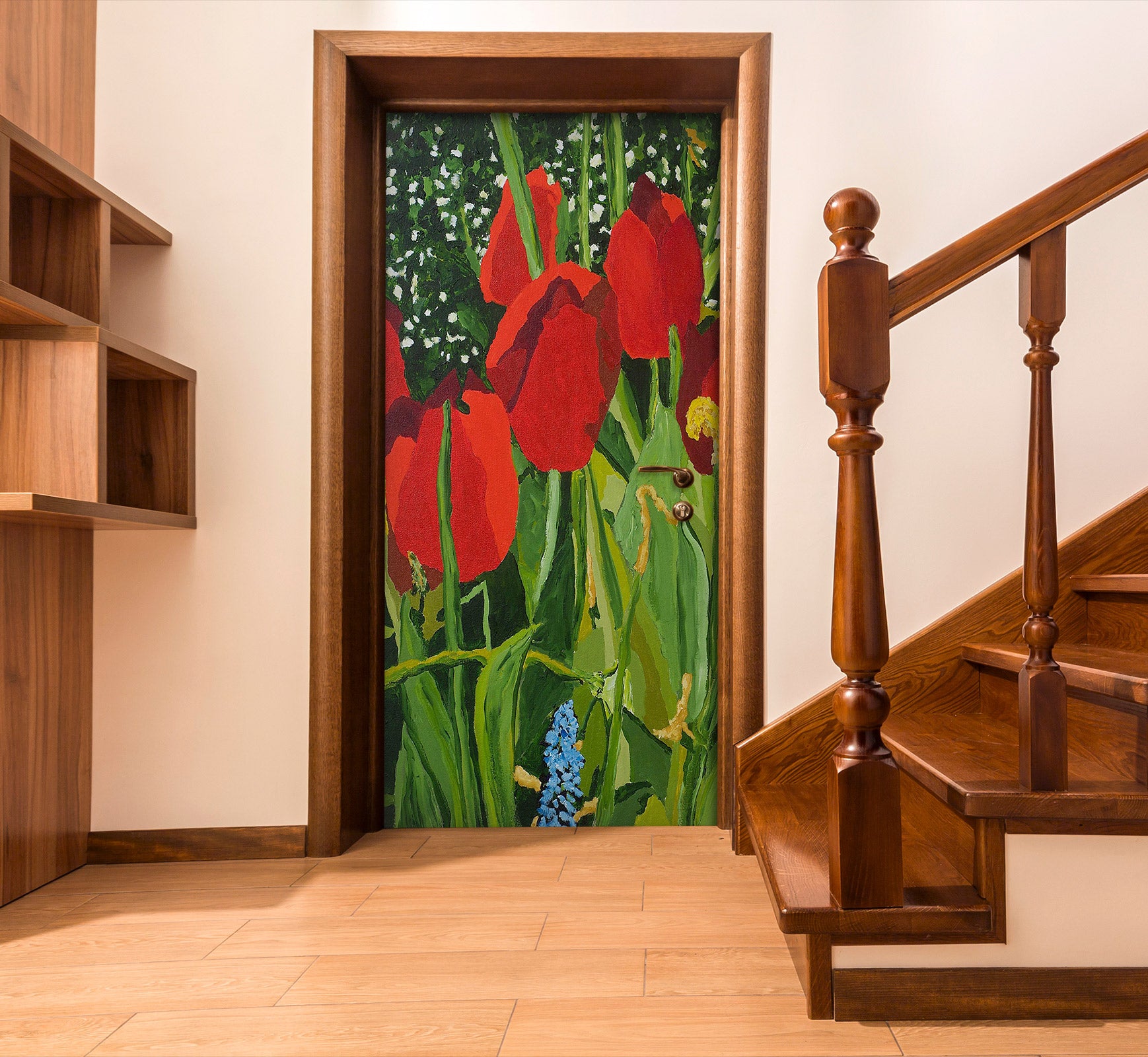3D Red Tulips 9364 Allan P. Friedlander Door Mural