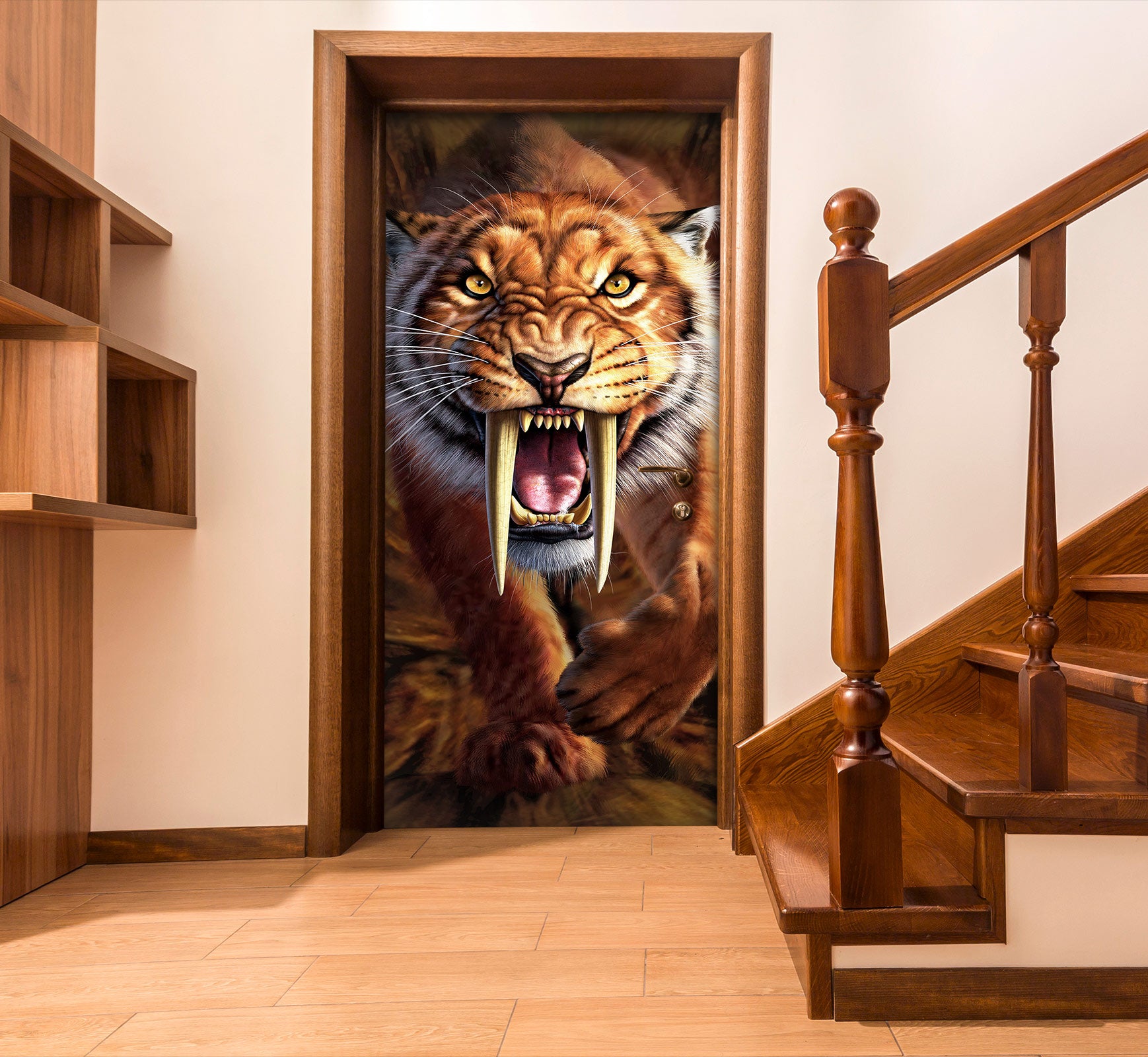 3D Saber-Toothed Tiger 112147 Jerry LoFaro Door Mural
