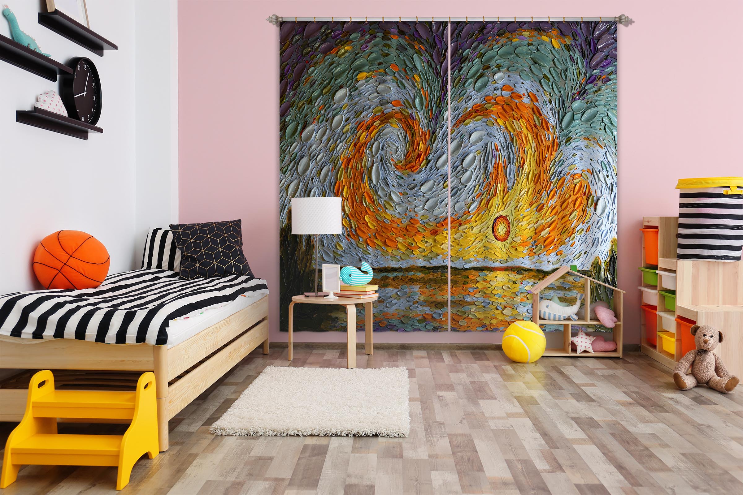 3D Orange Flame 047 Dena Tollefson Curtain Curtains Drapes