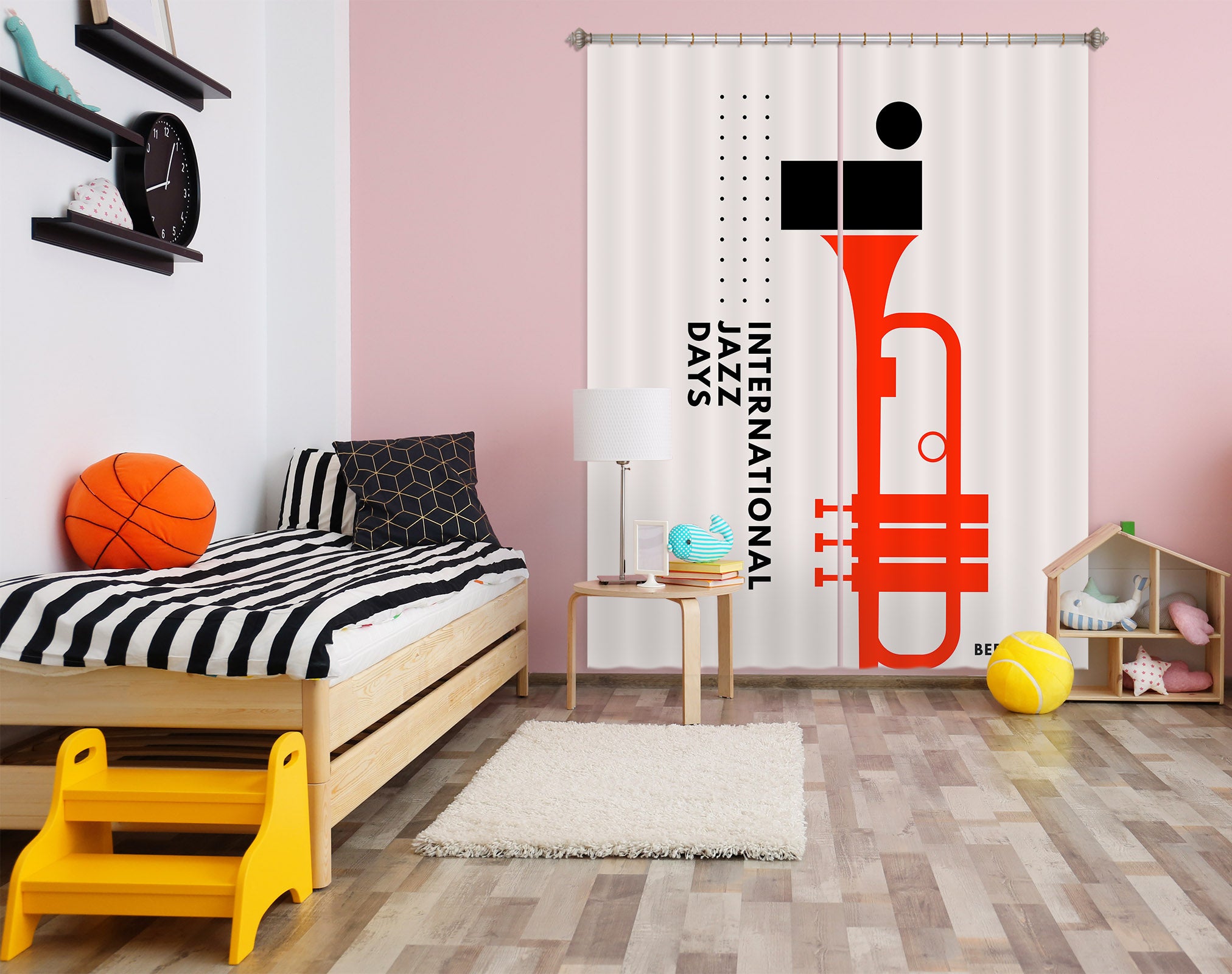 3D Red Trumpet 1057 Boris Draschoff Curtain Curtains Drapes