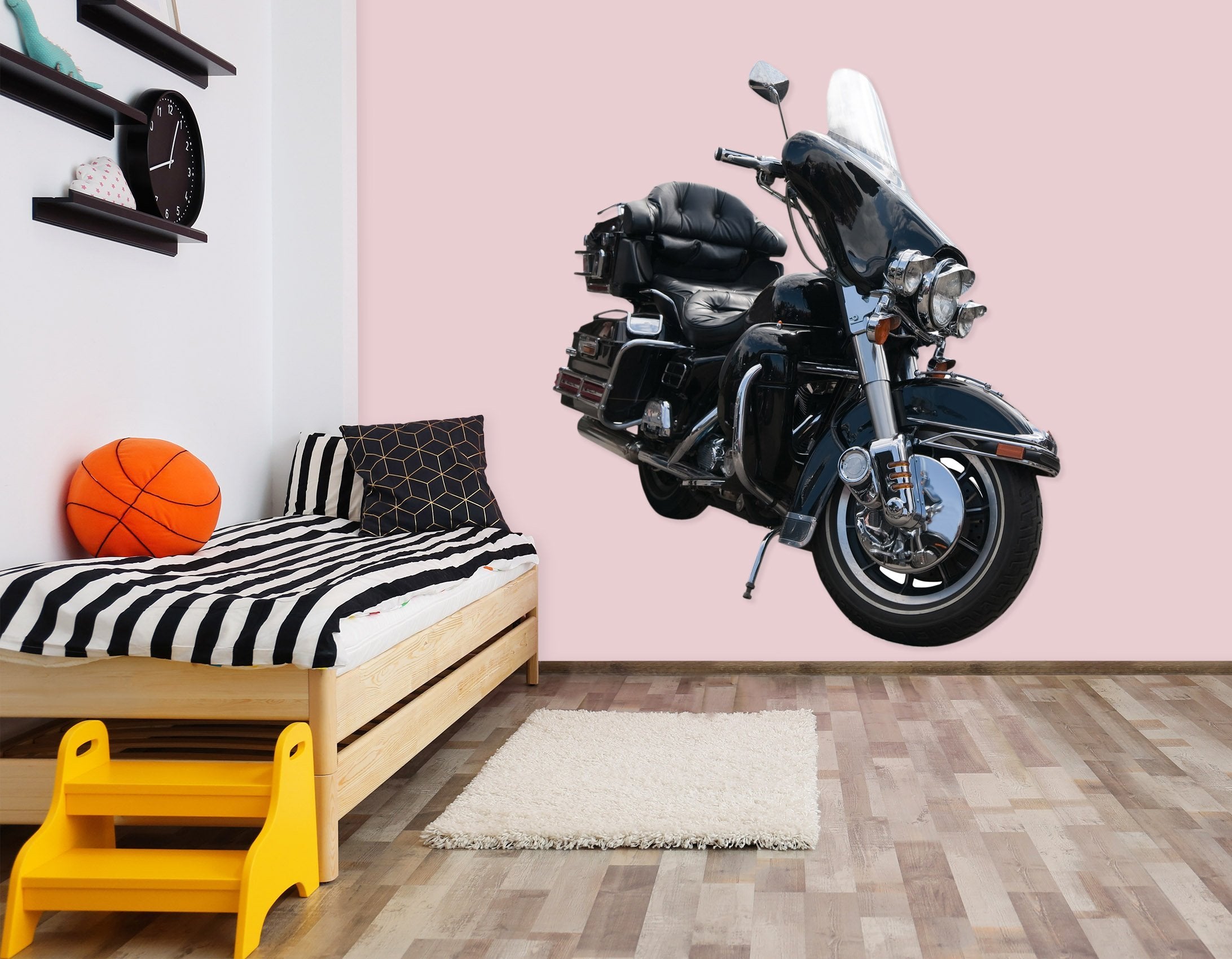 3D Black Motorcycle With Tail Box 0171 Vehicles Wallpaper AJ Wallpaper 