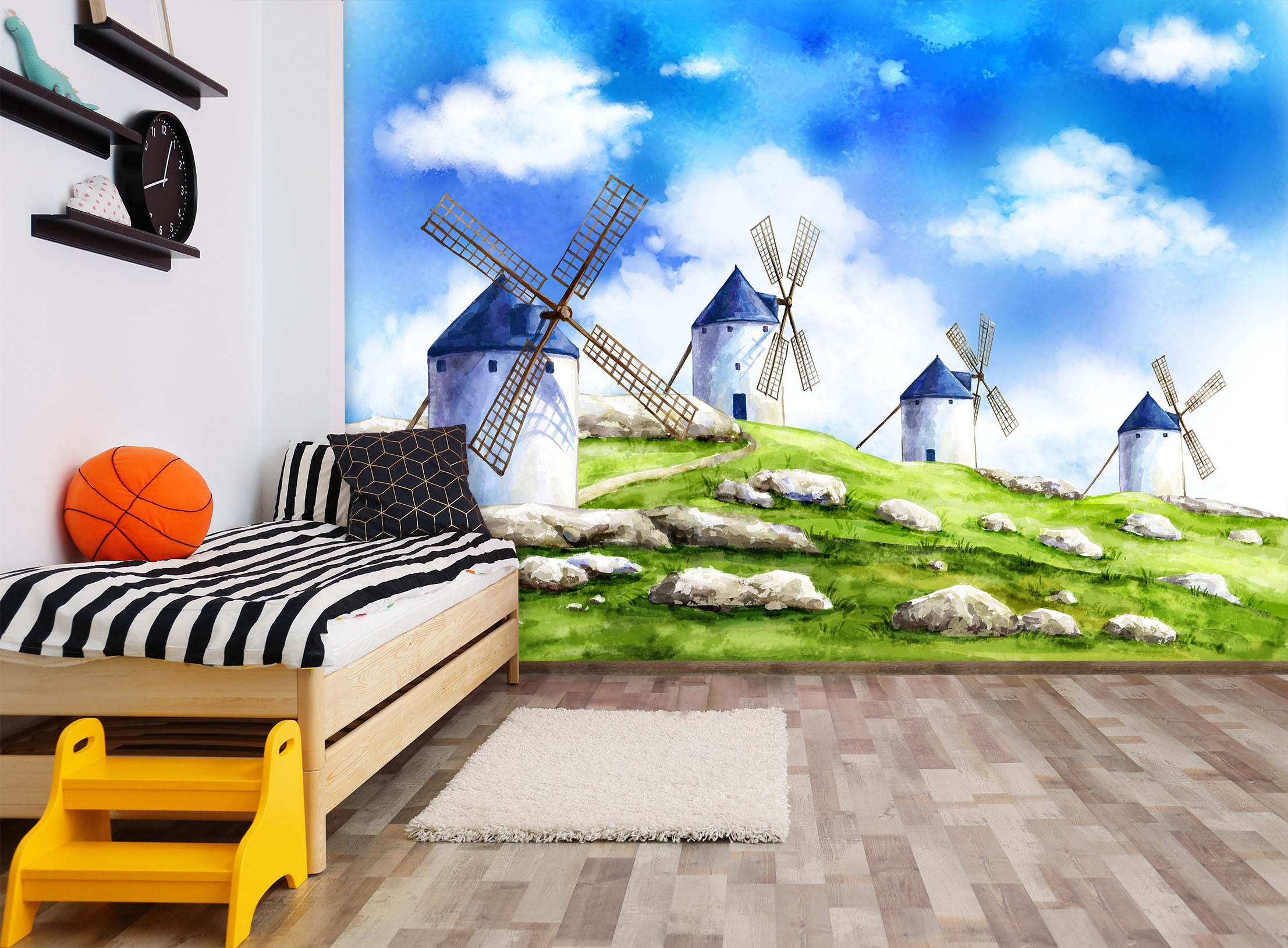 3D Hand Painted Windmill 012 Wall Murals