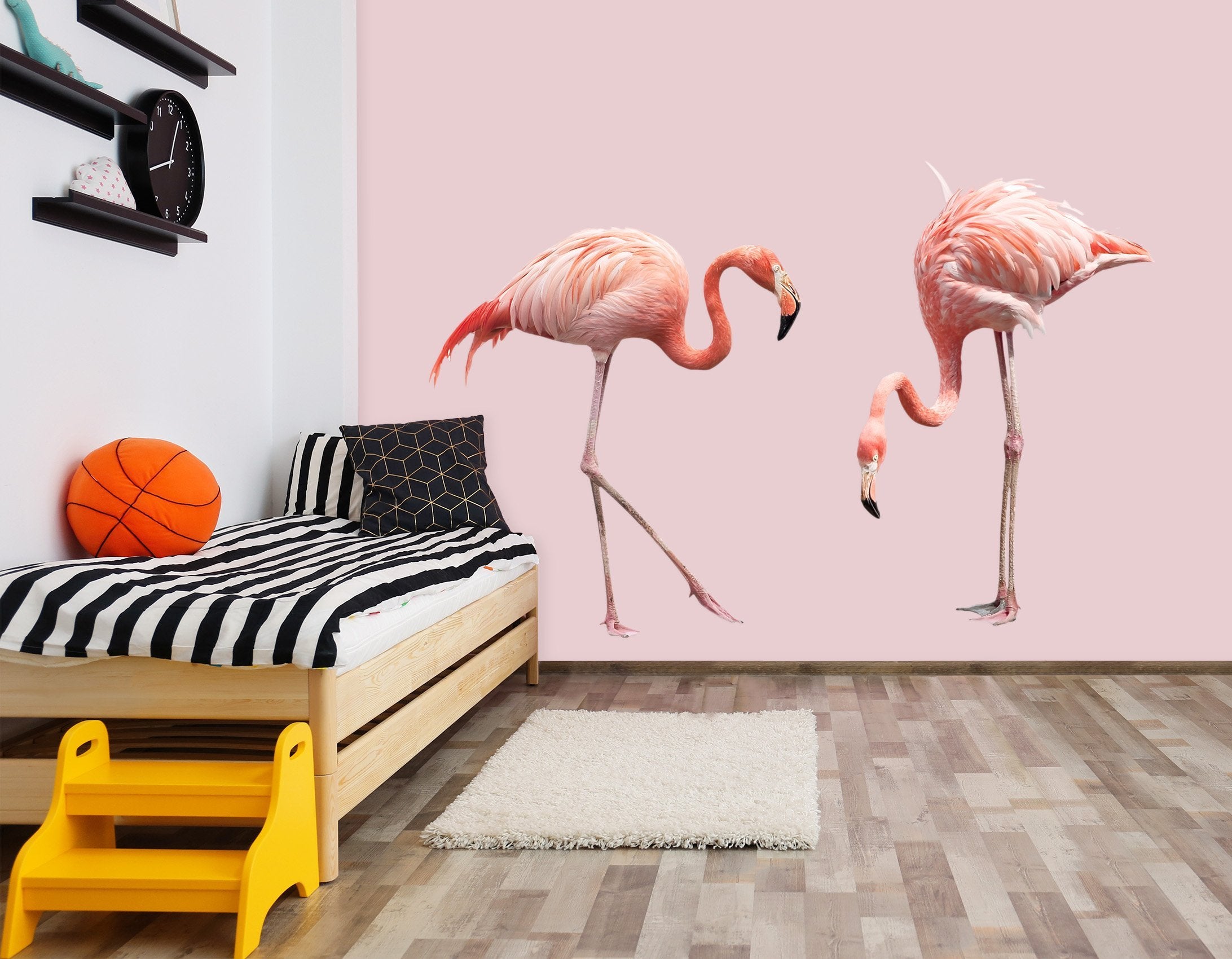 3D Walking Flamingo 096 Animals Wall Stickers Wallpaper AJ Wallpaper 