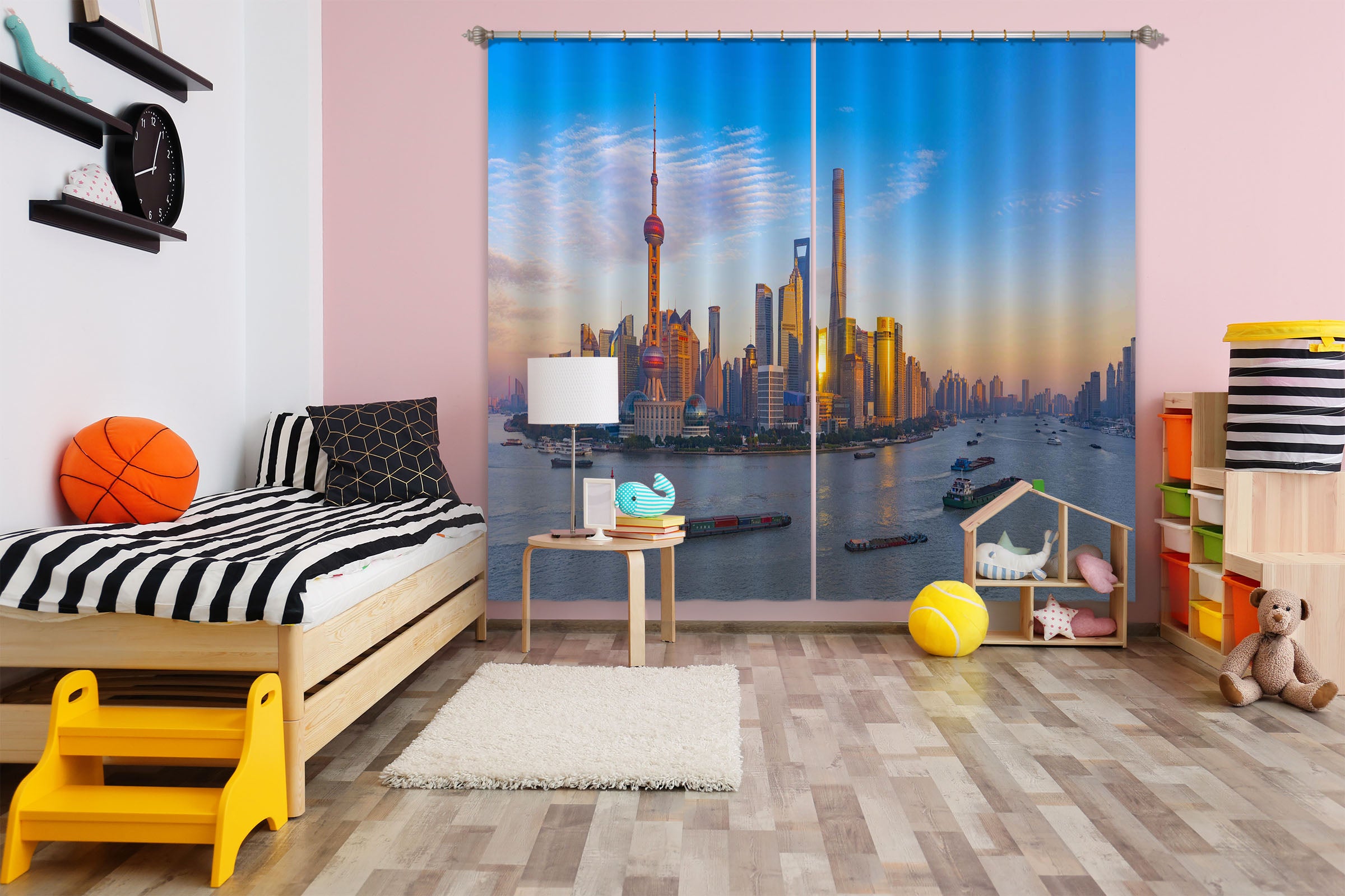 3D Water City 198 Marco Carmassi Curtain Curtains Drapes