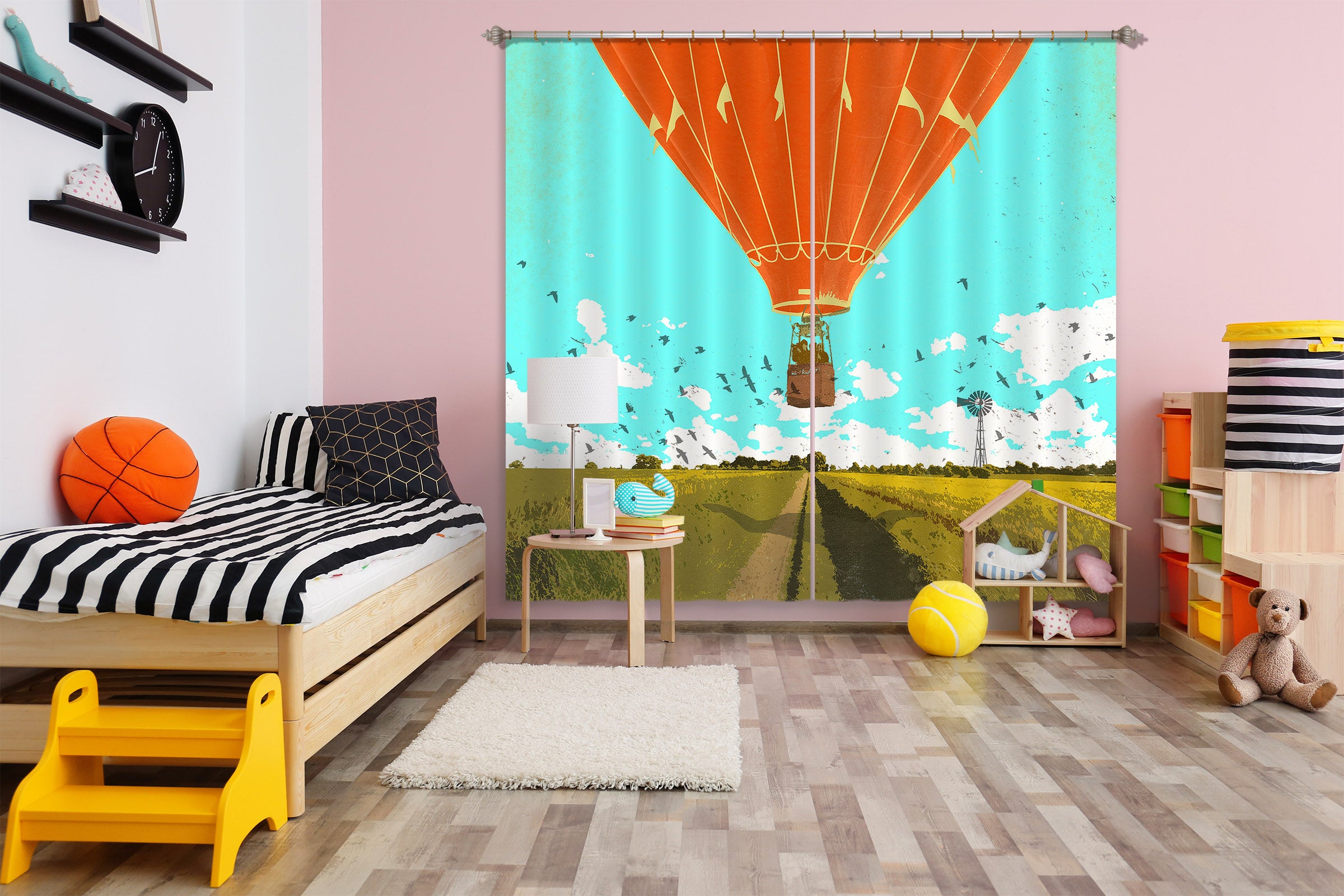 3D Hot Air Balloon 047 Showdeer Curtain Curtains Drapes