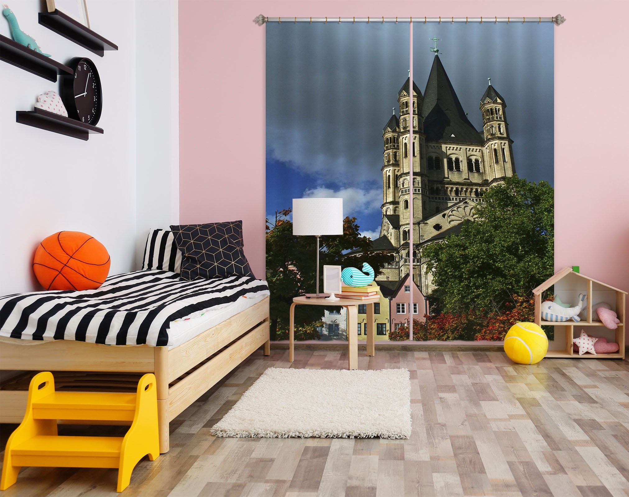 3D Hilltop Castle 053 Kathy Barefield Curtain Curtains Drapes