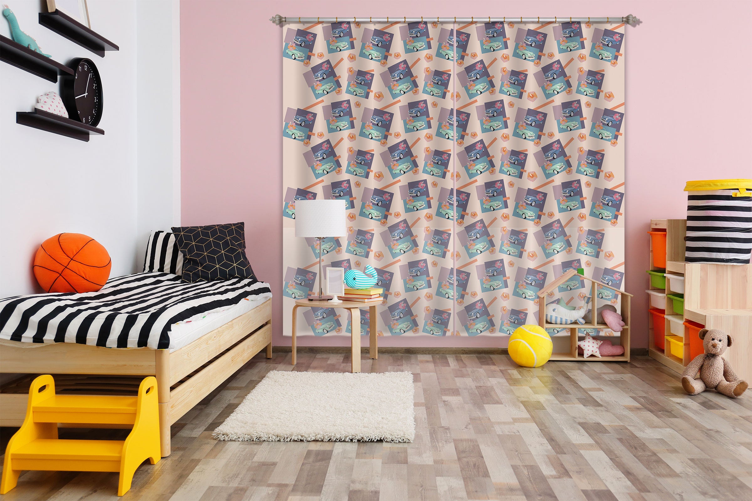 3D Cartoon Vehicle 037 Kasumi Loffler Curtain Curtains Drapes