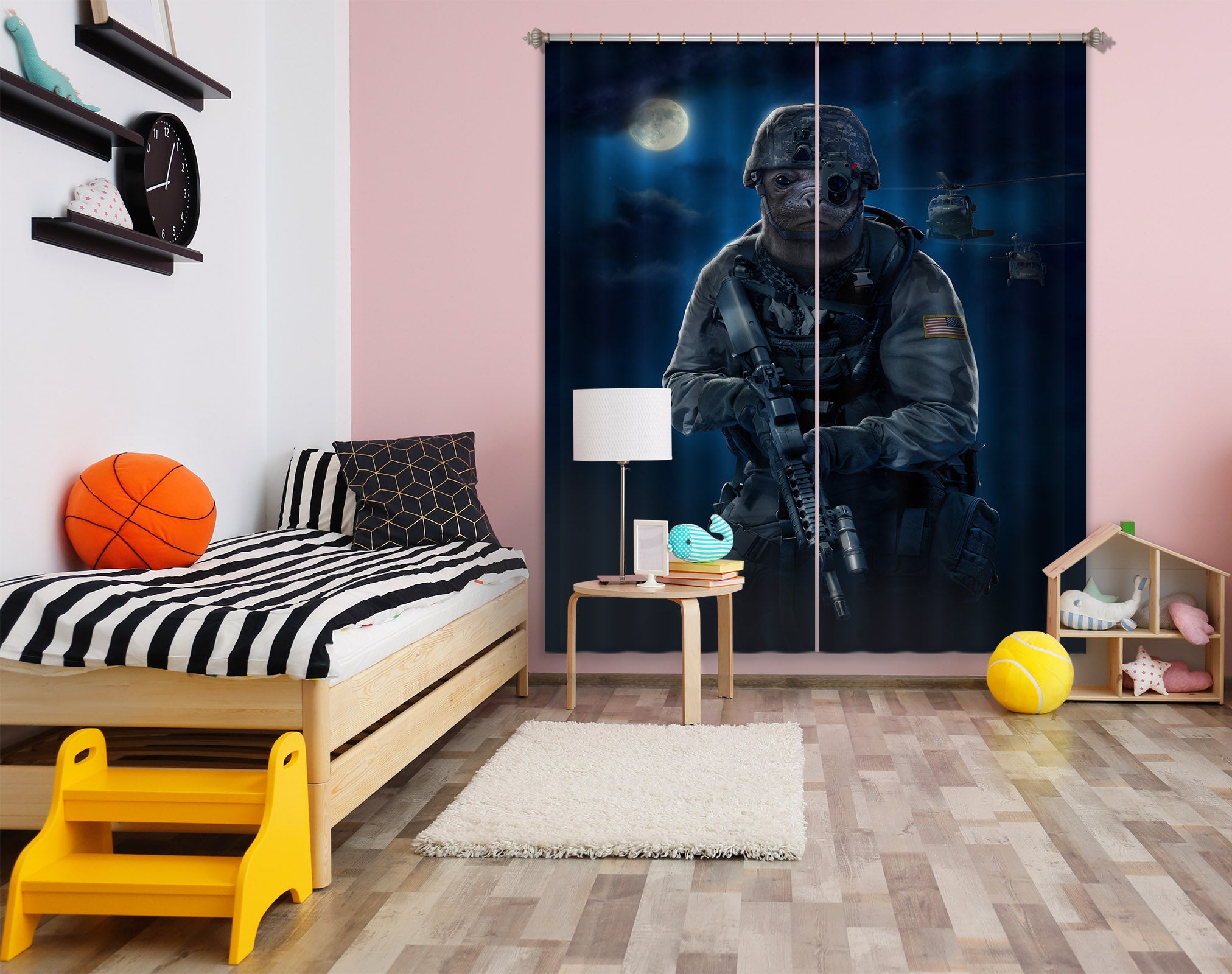 3D Dog Warrior 068 Vincent Hie Curtain Curtains Drapes