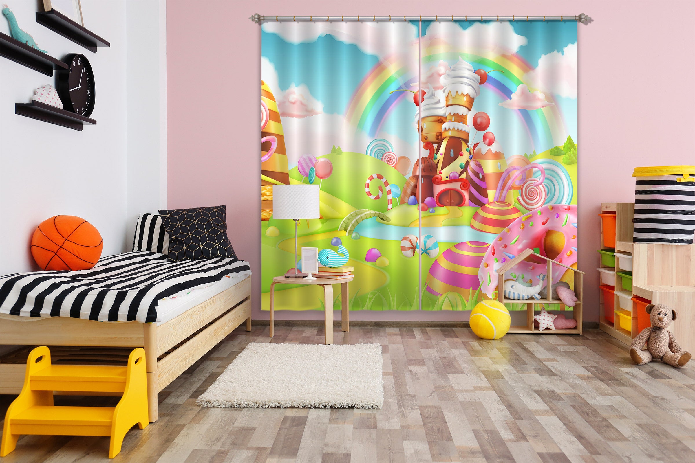 3D Rainbow Candy House 044 Curtains Drapes