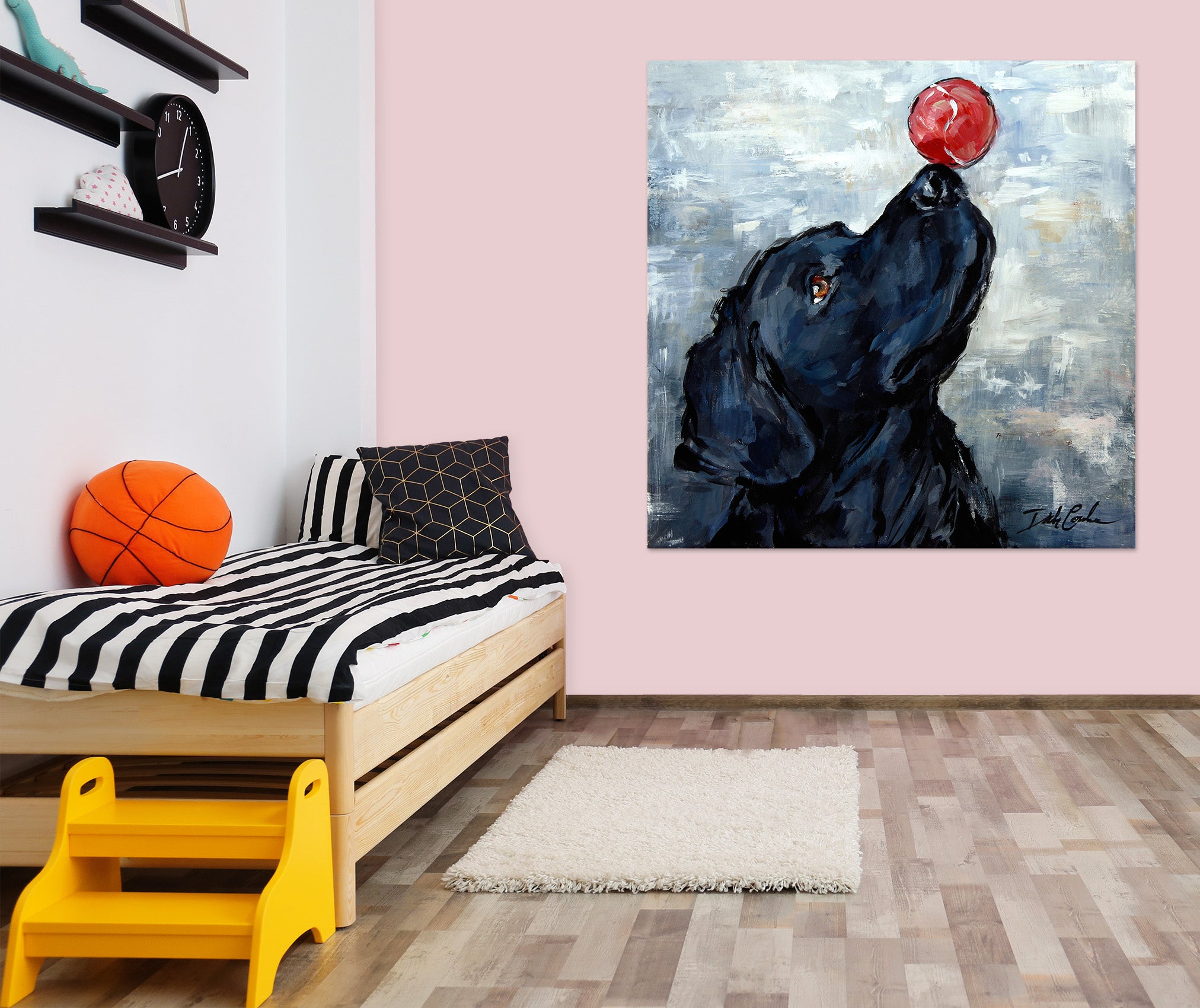 3D Dog Red Ball 006 Debi Coules Wall Sticker