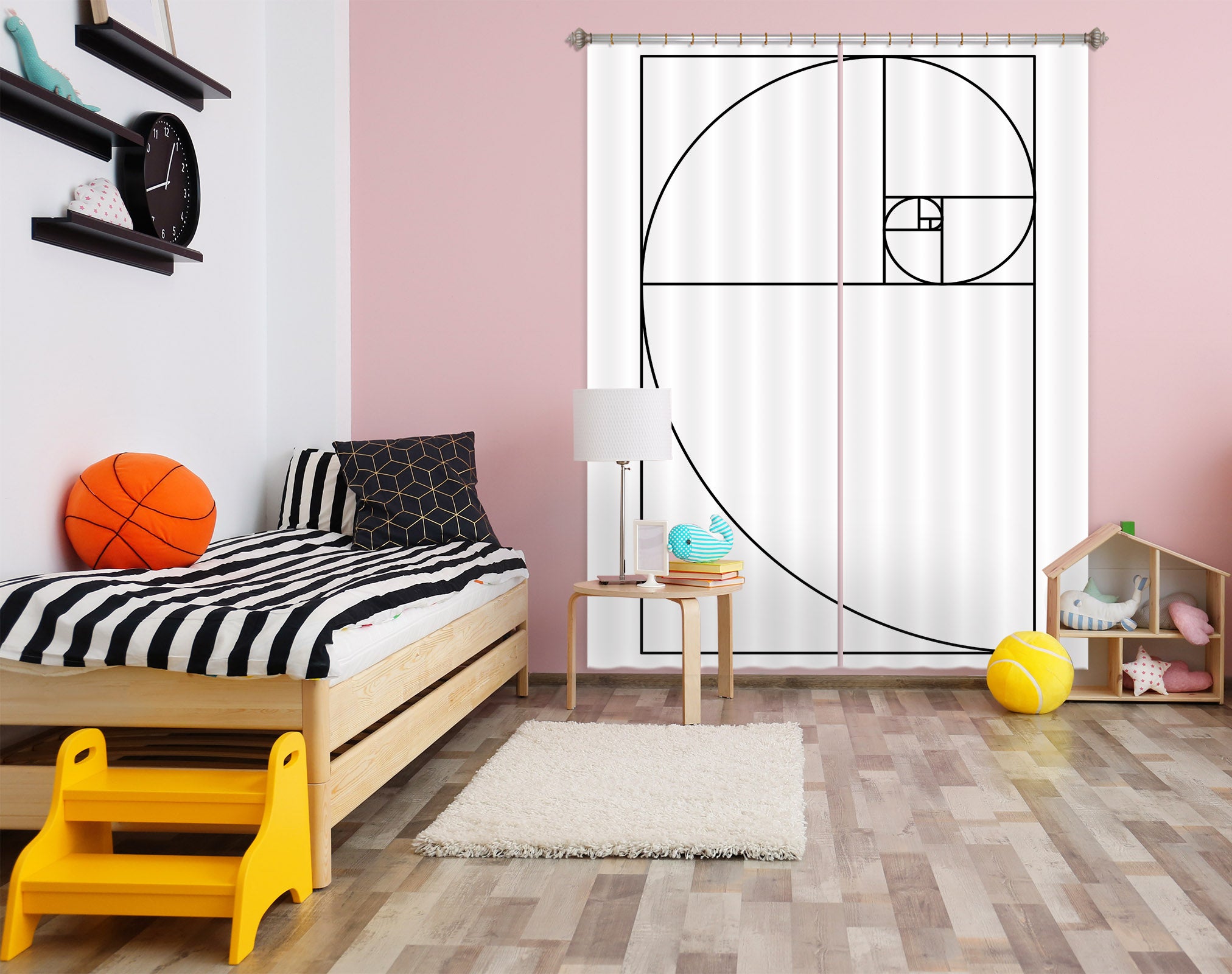 3D Black Lines 1101 Boris Draschoff Curtain Curtains Drapes