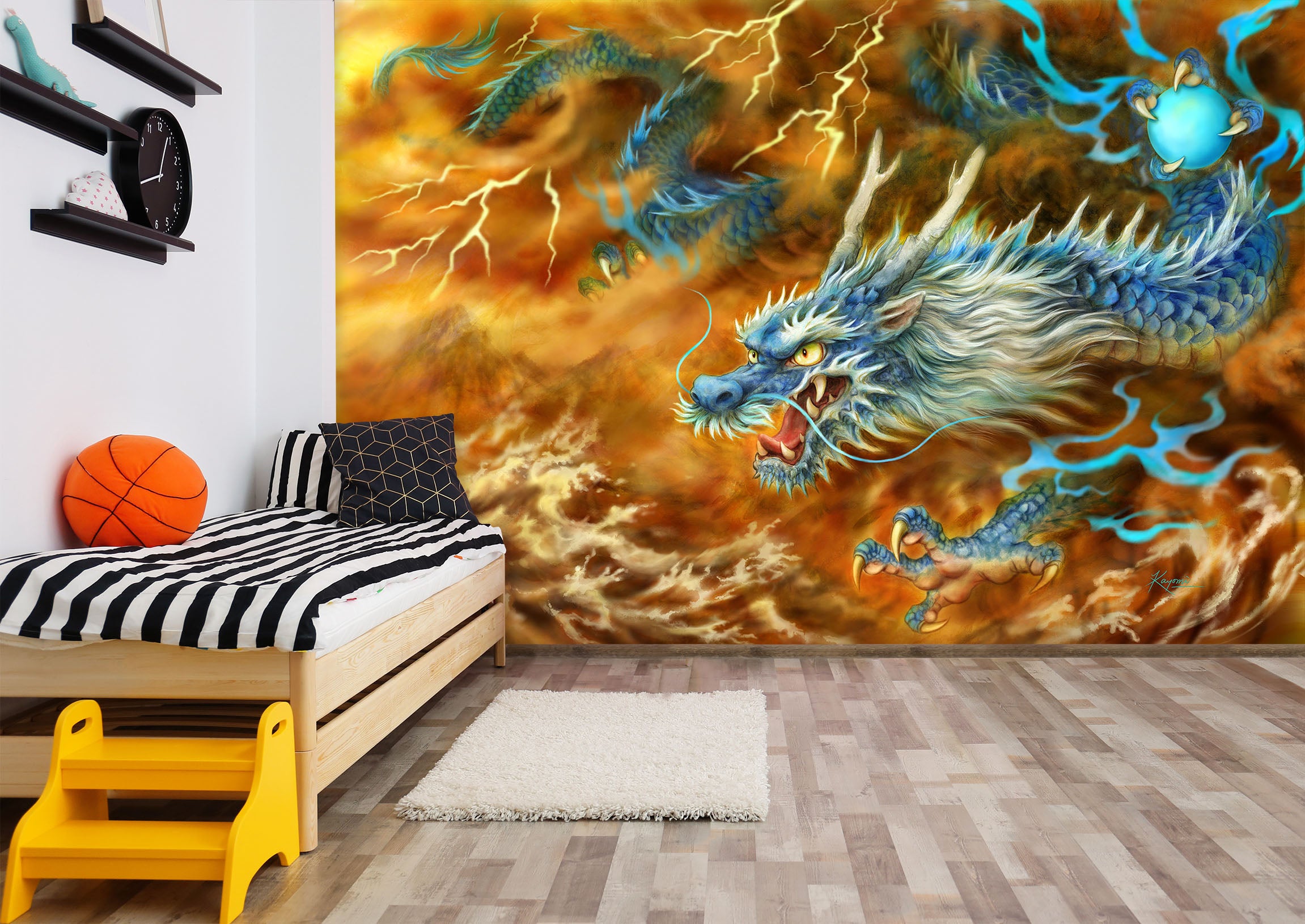 3D Dragon Lightning 5415 Kayomi Harai Wall Mural Wall Murals